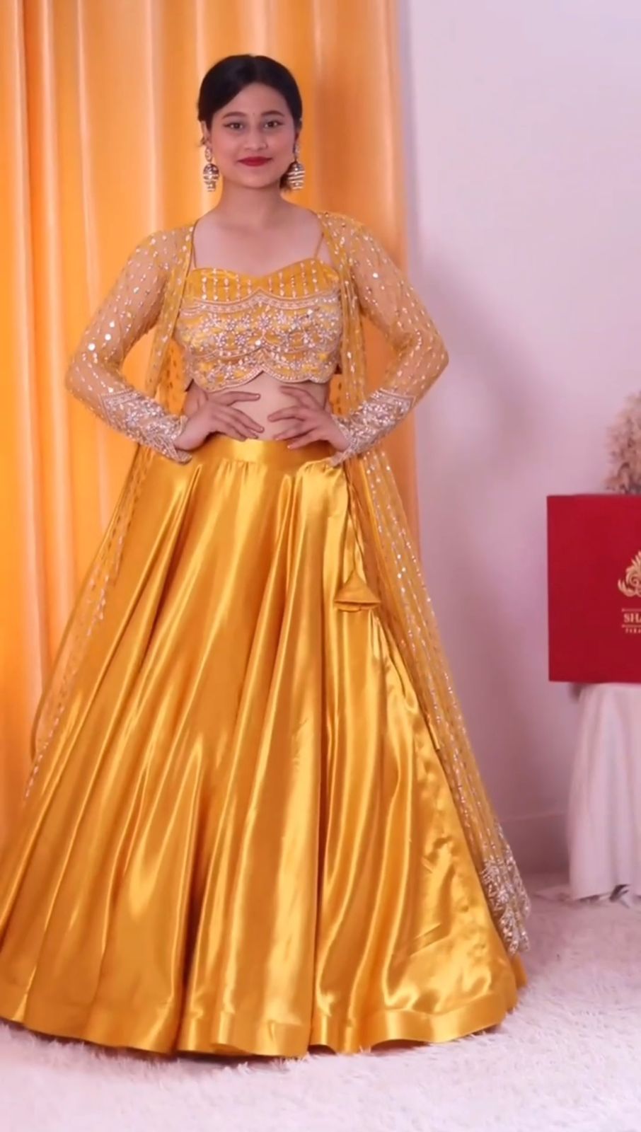 Wedding Wear Haldi Special Orange Color Lehenga Choli With Koti