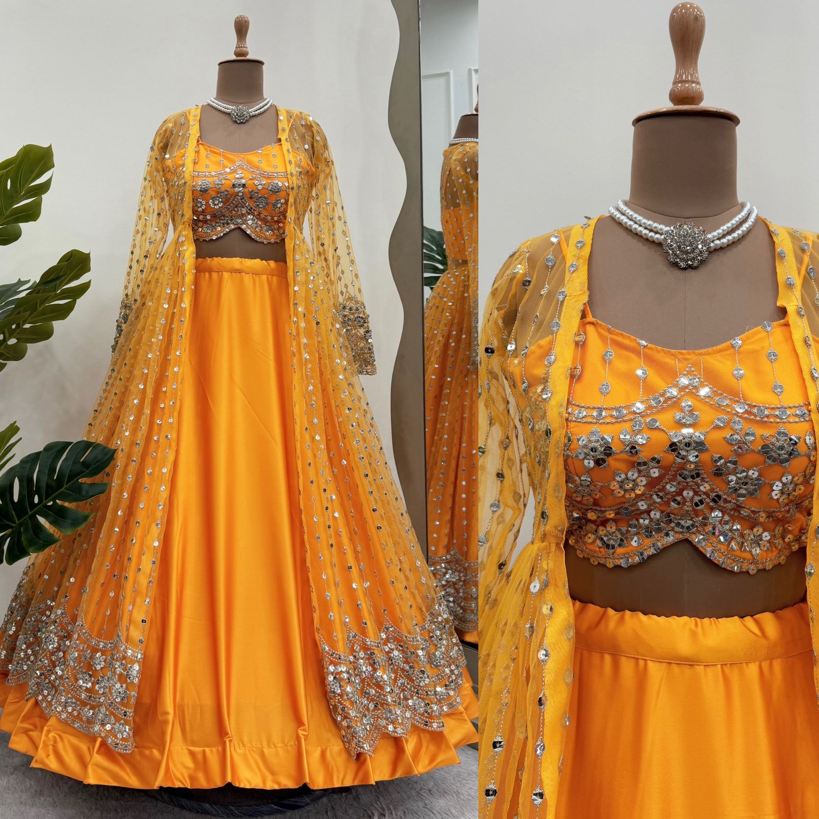 Wedding Wear Haldi Special Orange Color Lehenga Choli With Koti