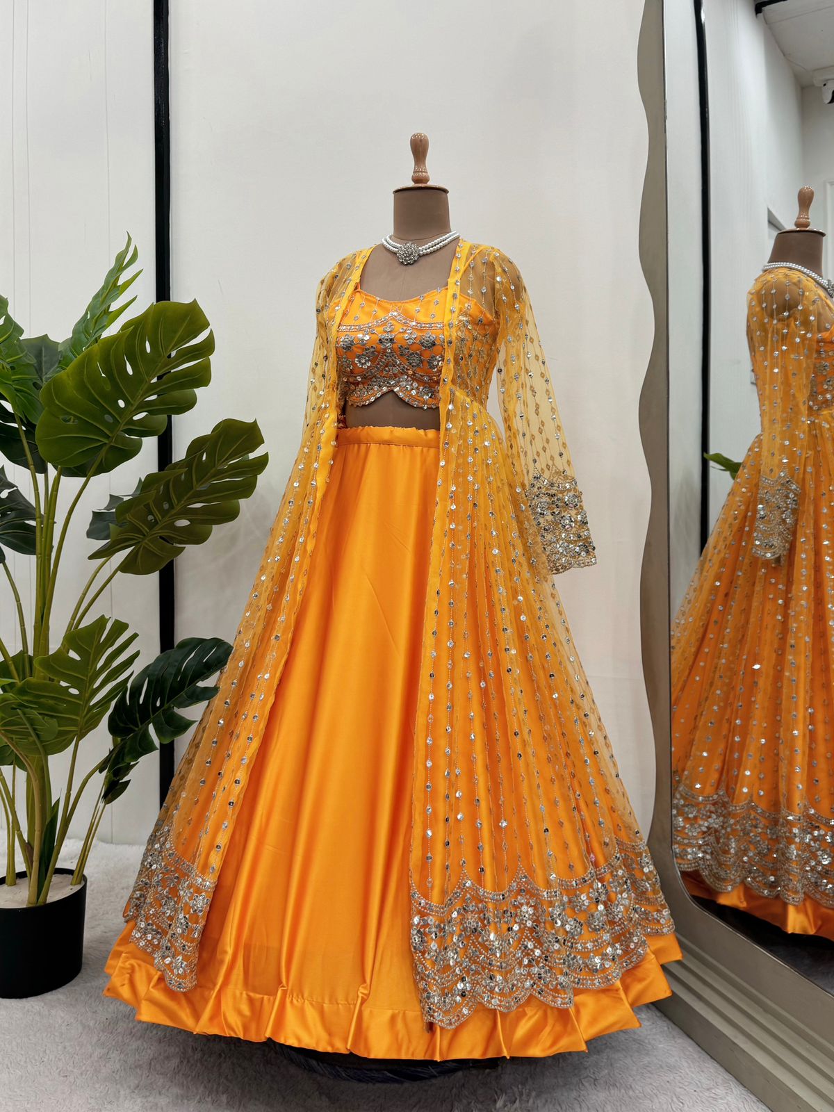 Wedding Wear Haldi Special Orange Color Lehenga Choli With Koti