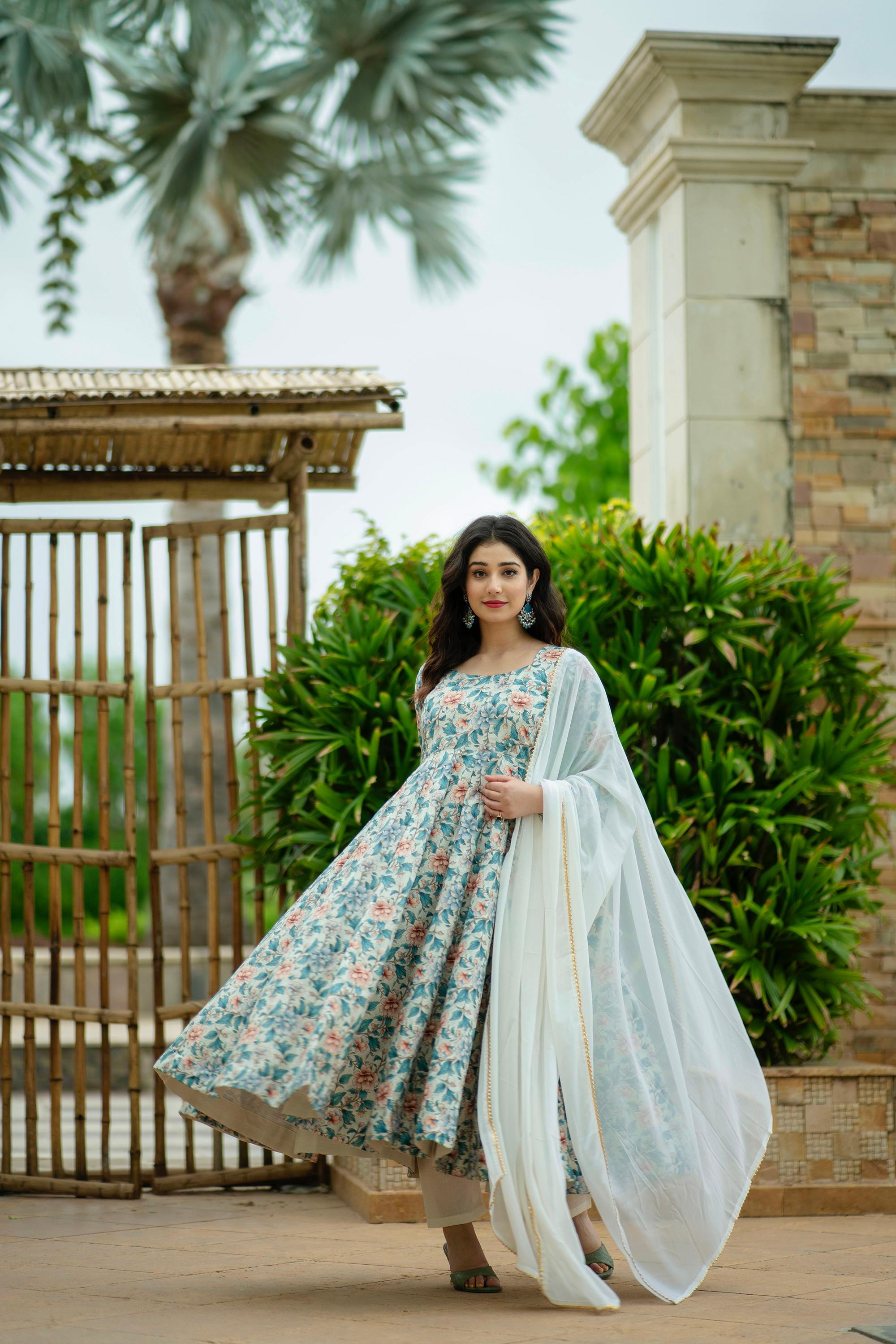 Elegant Sky Blue Color Heavy Pure Muslin Designer Anarkali Suit