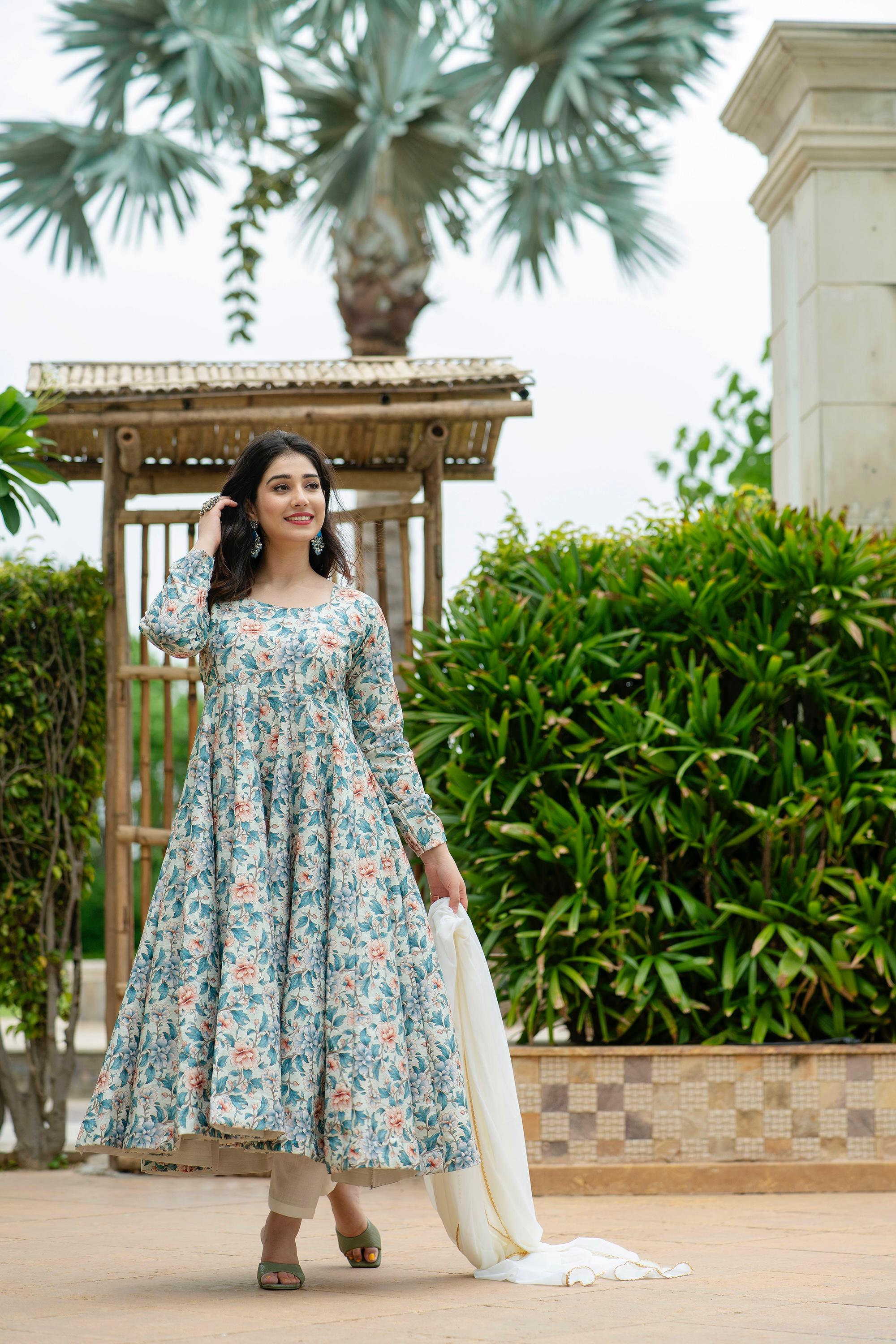 Elegant Sky Blue Color Heavy Pure Muslin Designer Anarkali Suit