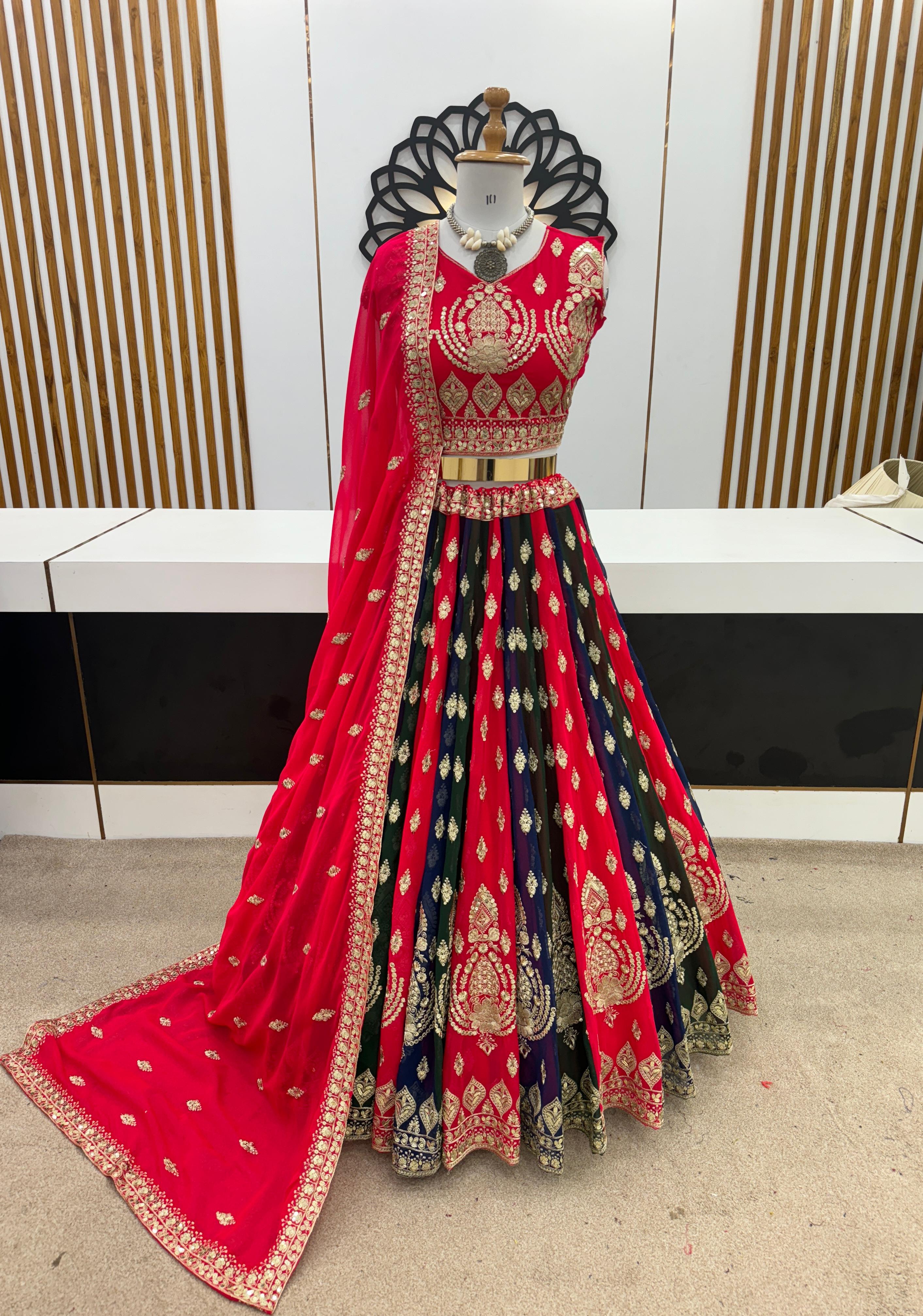 Wedding Collection Heavy Embroidery Sequence Work Designer Lehenga Choli