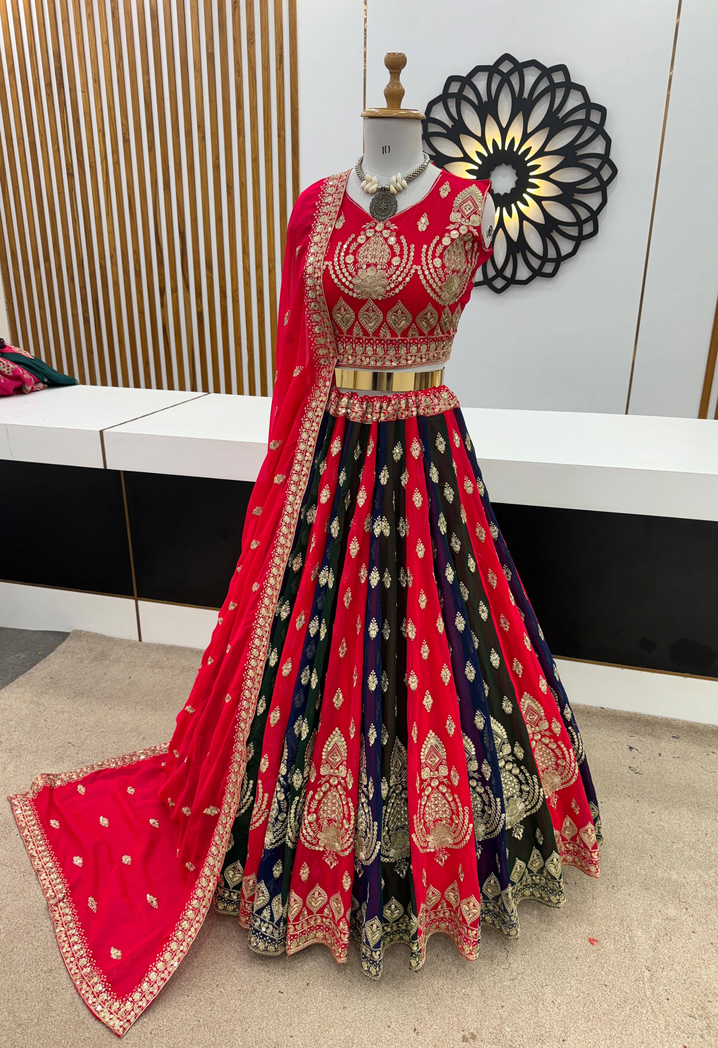 Wedding Collection Heavy Embroidery Sequence Work Designer Lehenga Choli