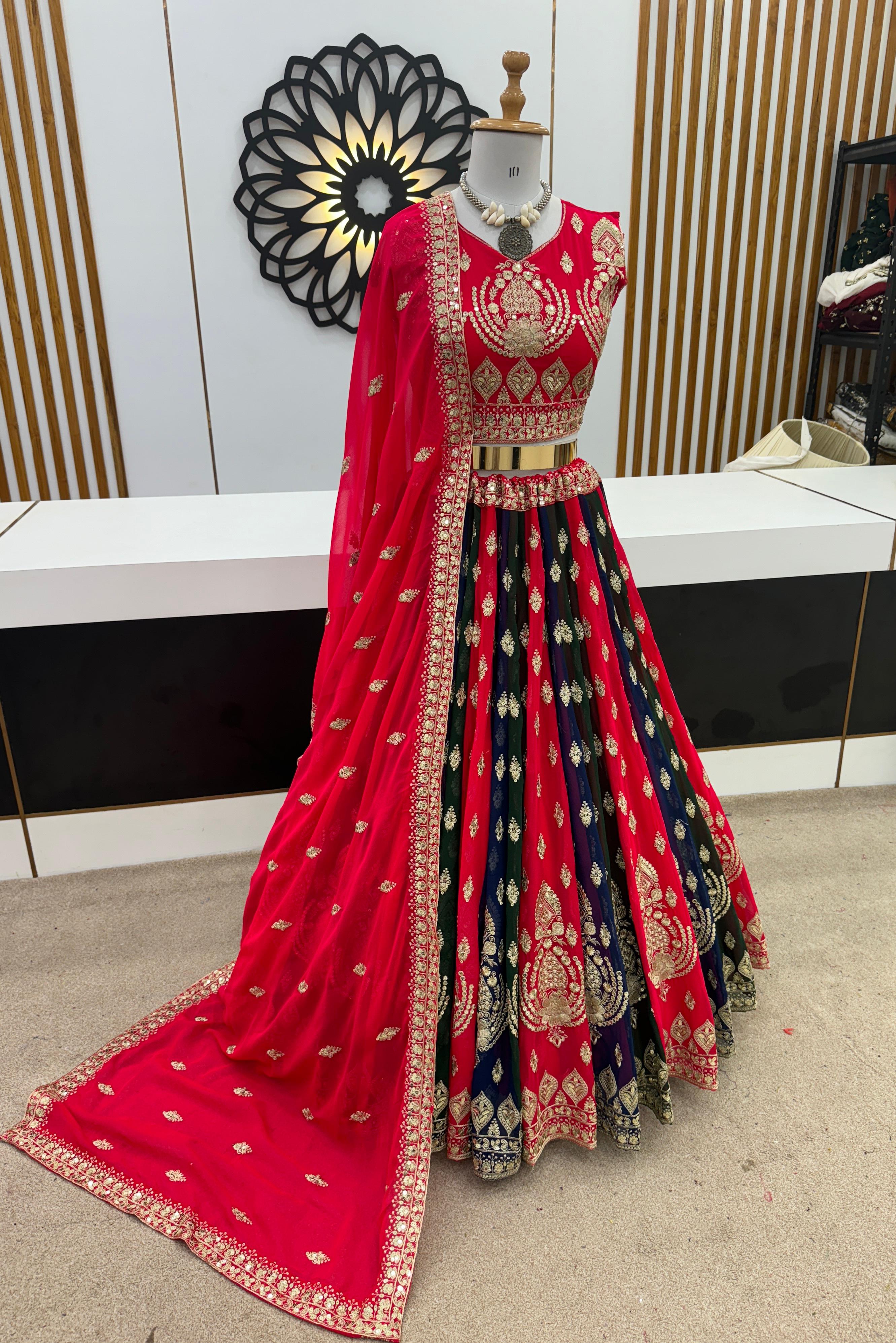 Wedding Collection Heavy Embroidery Sequence Work Designer Lehenga Choli