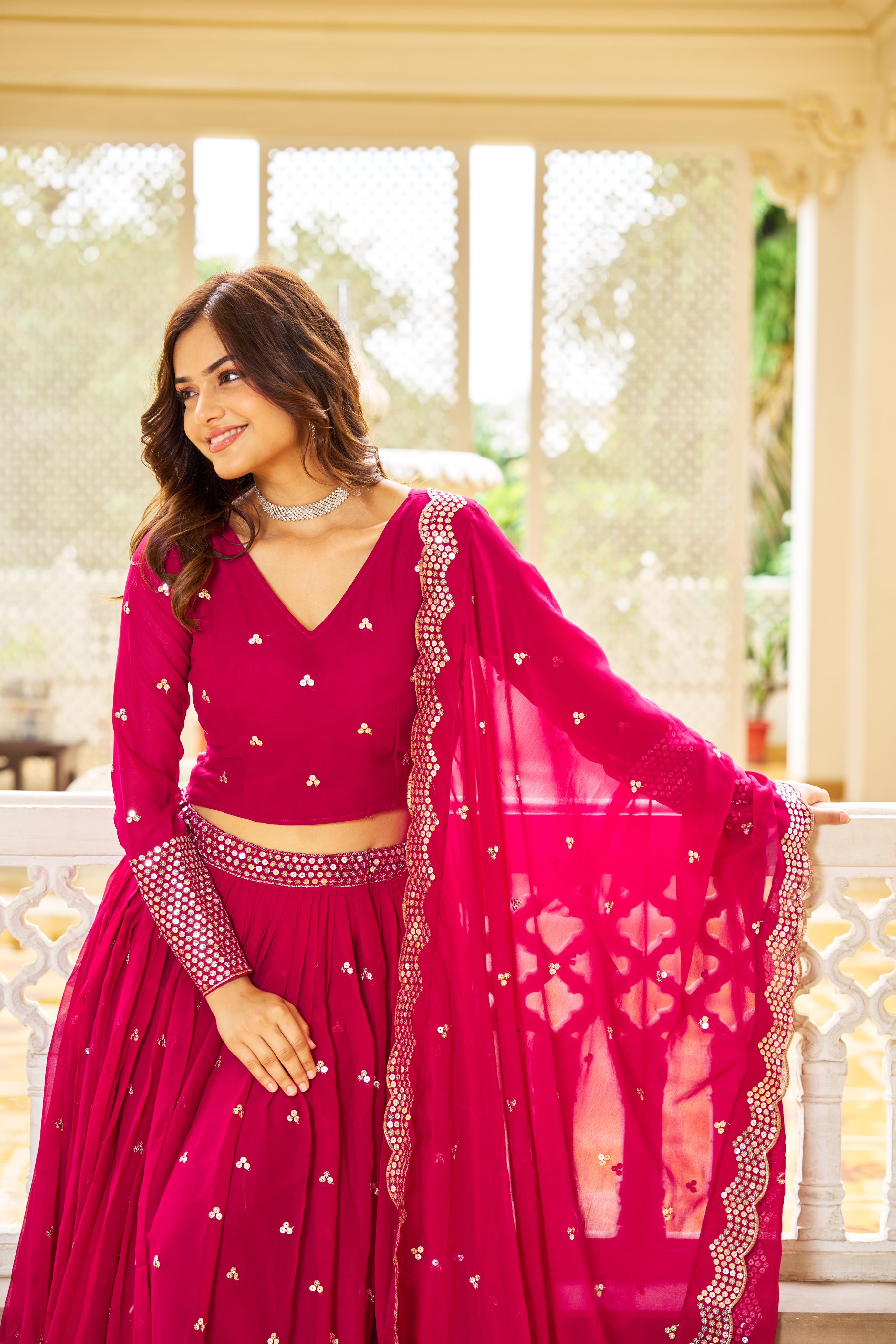 Bollywood Style Heavy Work Pink Color Wedding Wear Lehenga Choli