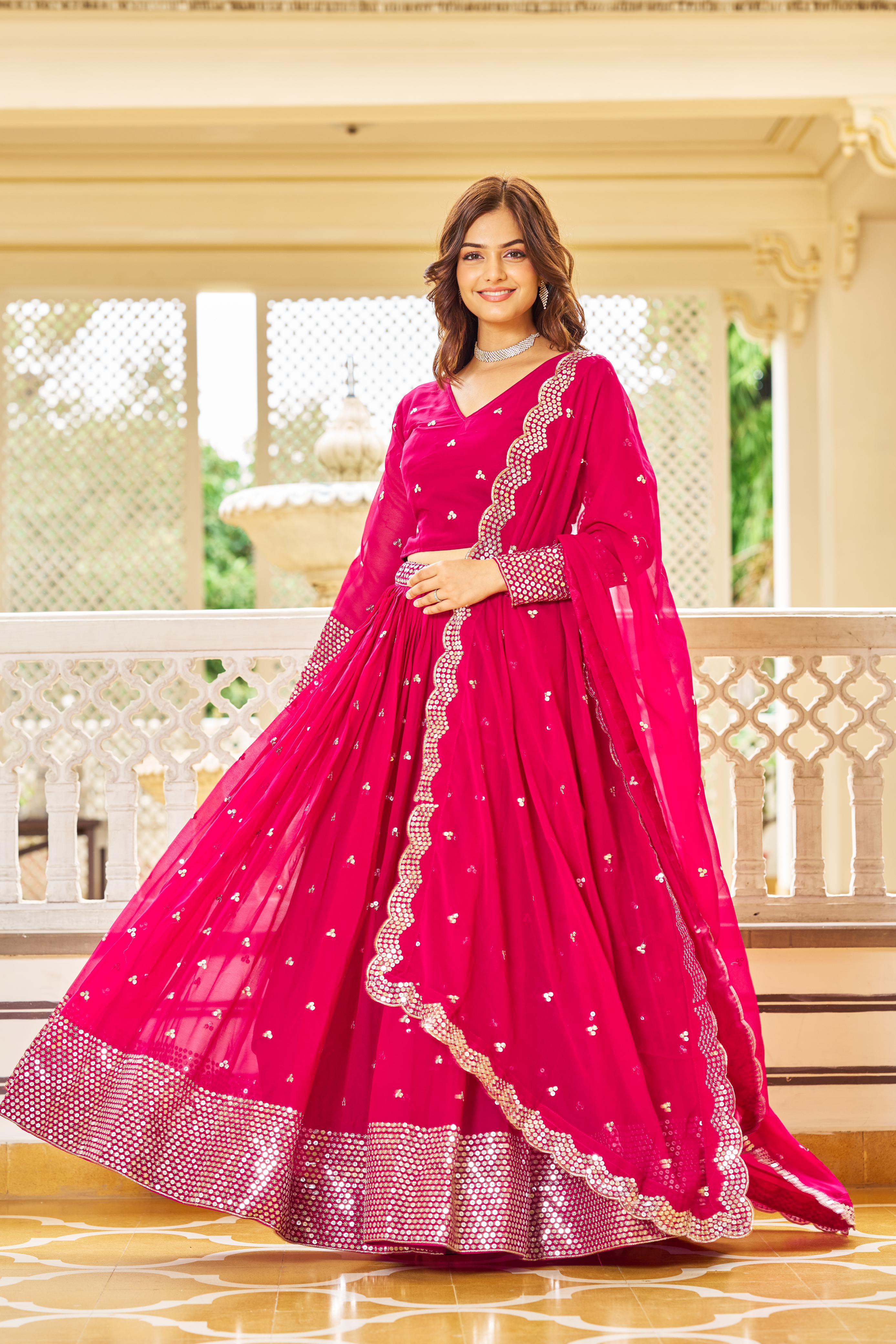 Bollywood Style Heavy Work Pink Color Wedding Wear Lehenga Choli