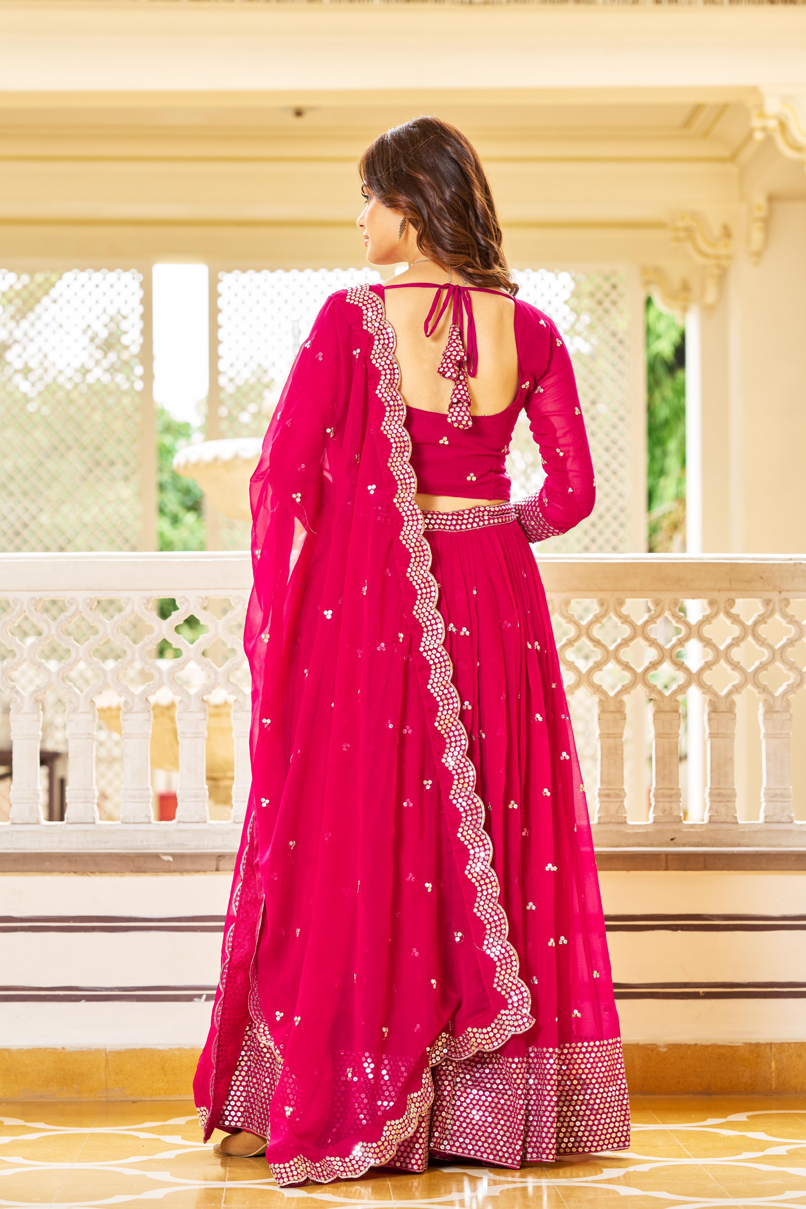 Bollywood Style Heavy Work Pink Color Wedding Wear Lehenga Choli