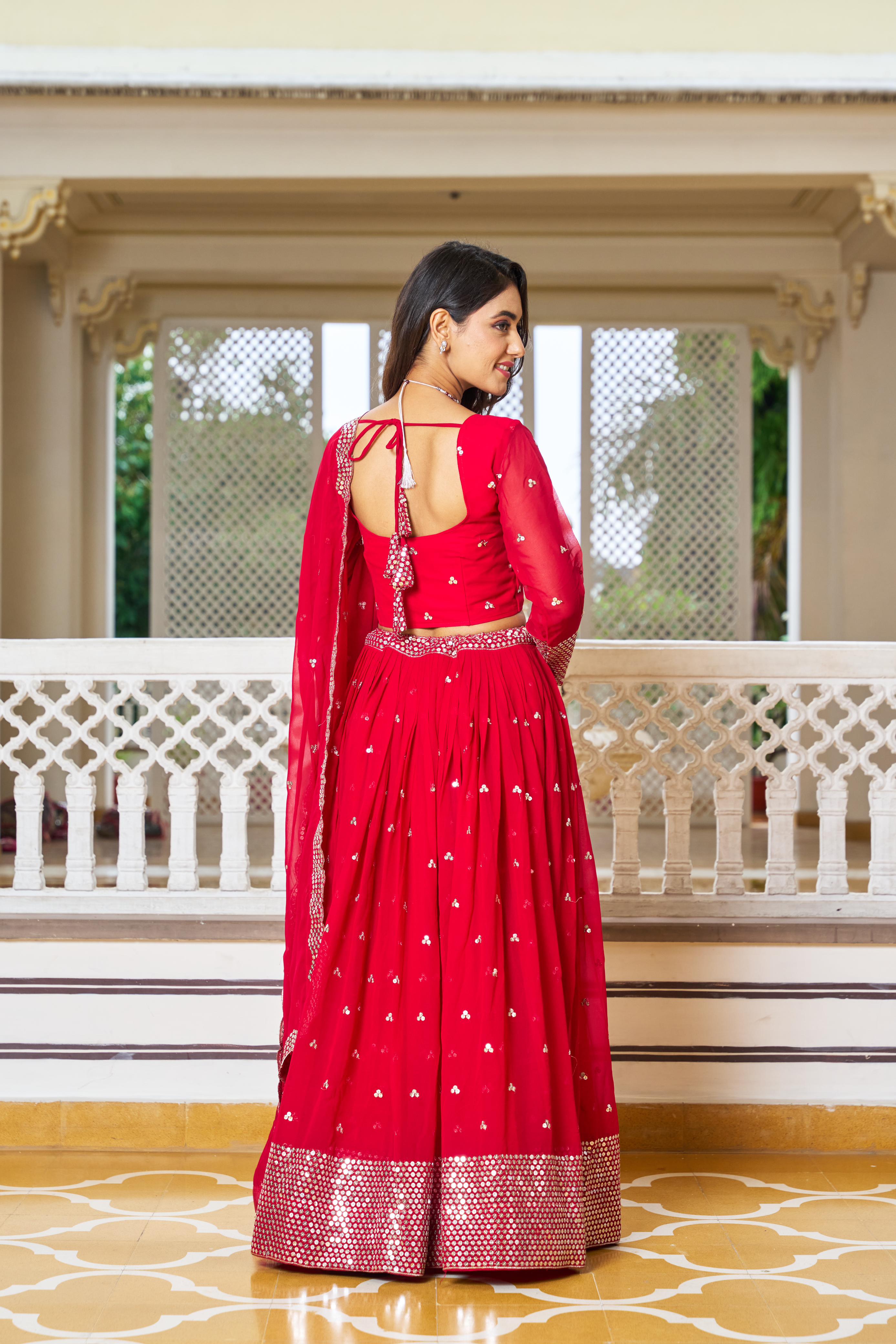 Bollywood Style Heavy Work Red Color Wedding Wear Lehenga Choli