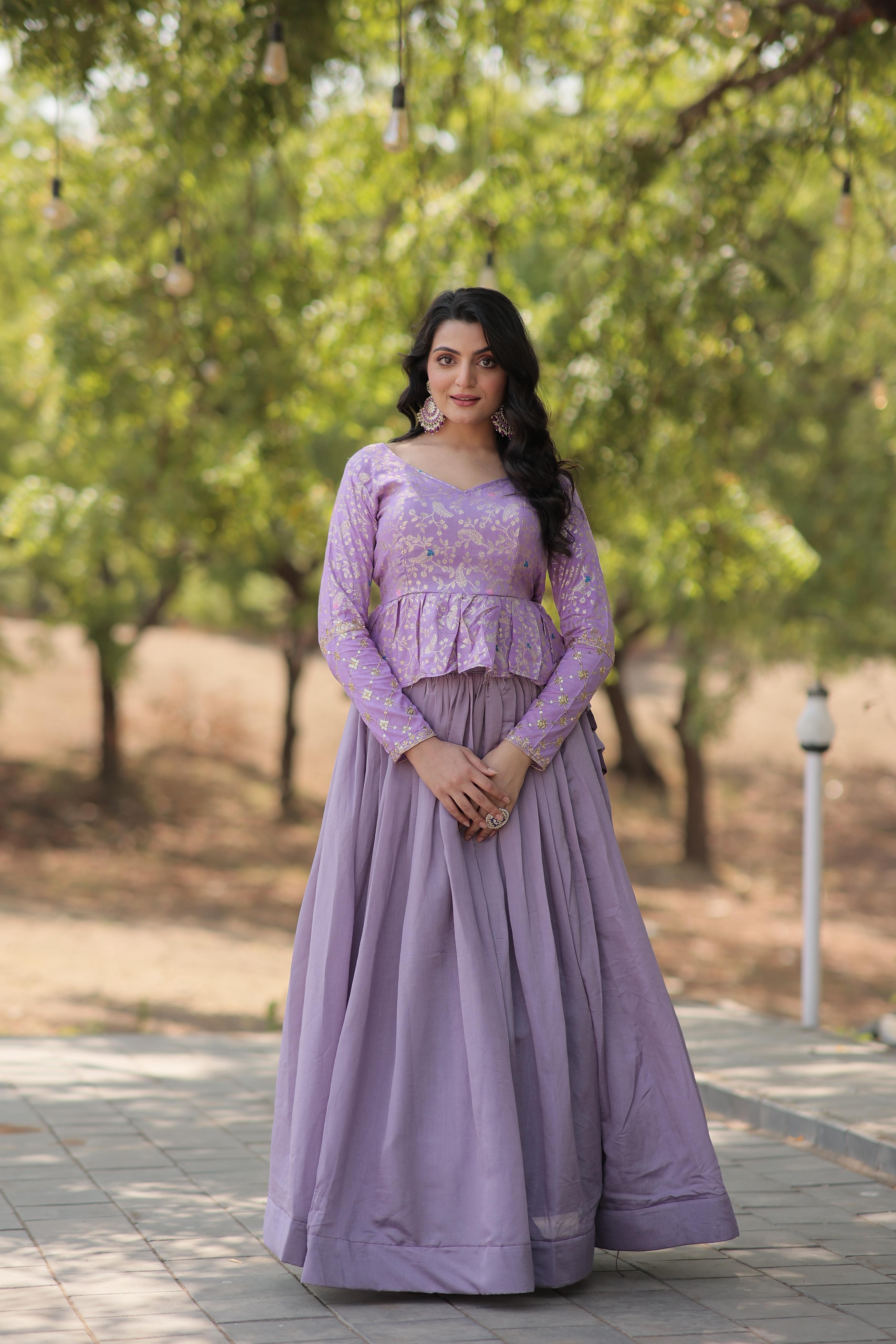 Fashionable Co-ord Set Lavender Color Top With Lehenga