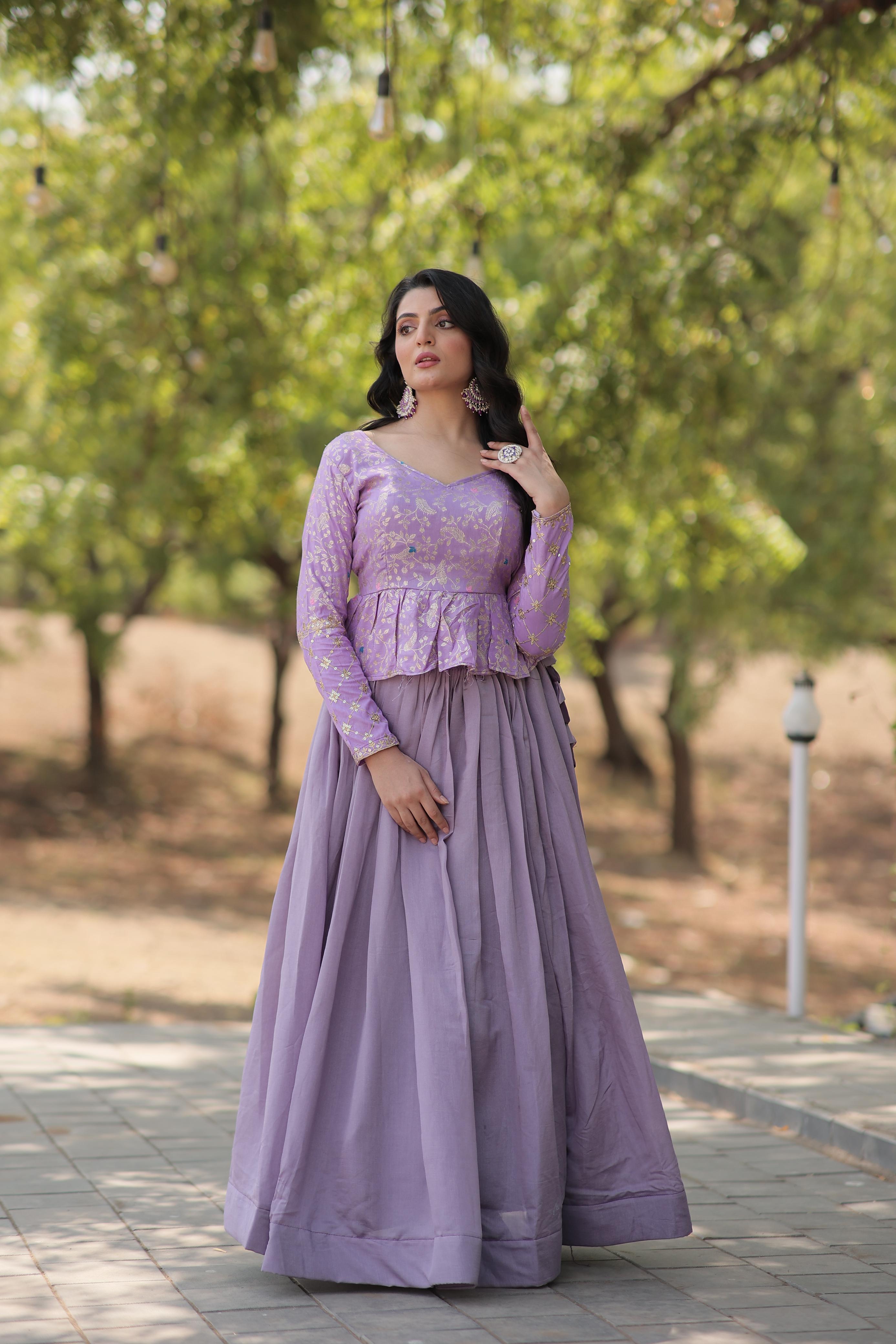 Fashionable Co-ord Set Lavender Color Top With Lehenga