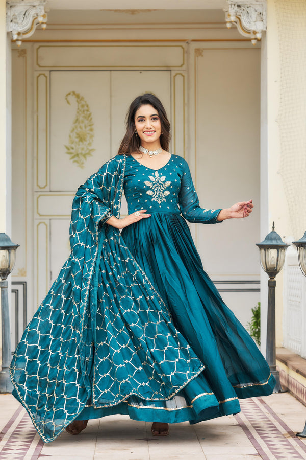 Marriage Special Rama Heavy Sequence Embroidery Work Designer Gown