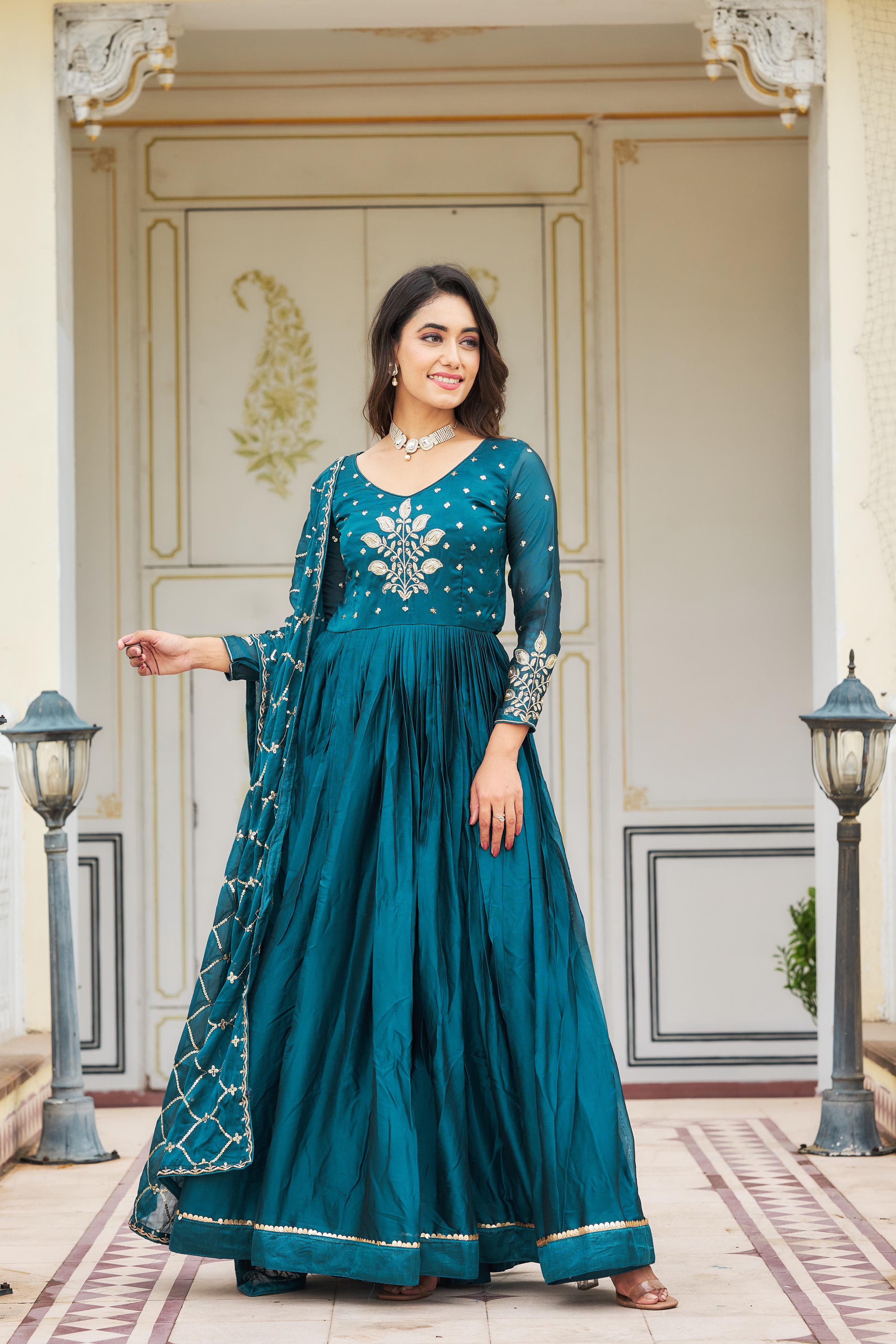 Marriage Special Rama Heavy Sequence Embroidery Work Designer Gown