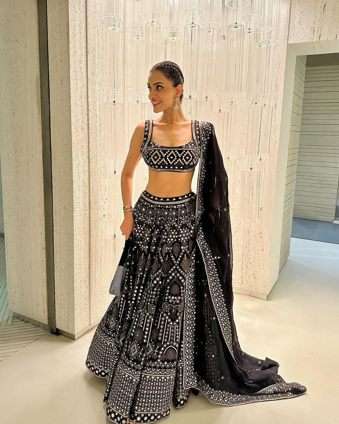 Marriage Special Black Color Foux Georgette 9mm Sequence With Thread Bridal Wear Lehenga Choli