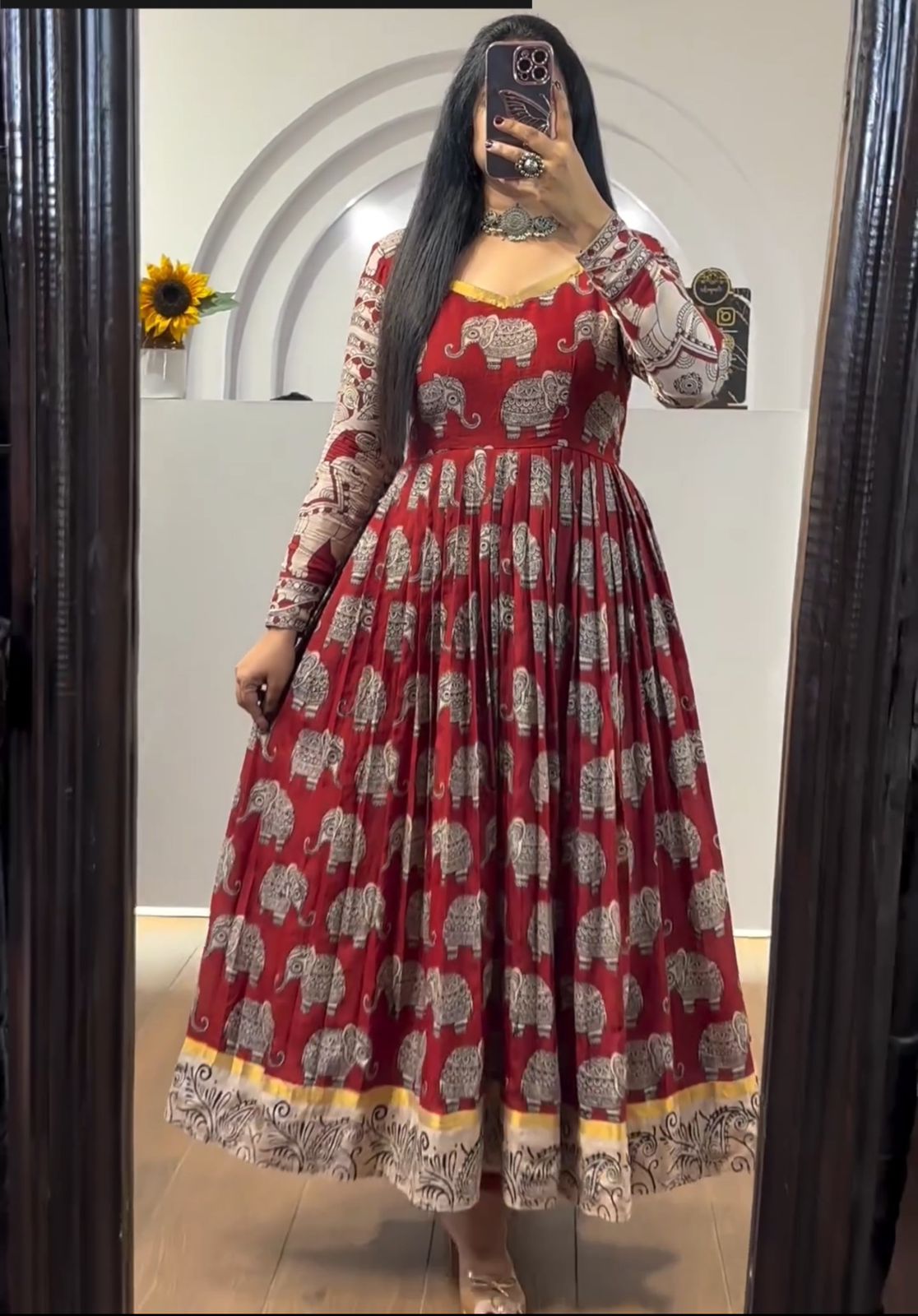 Festive Wear Maroon Color Cotton Kalamkari Printed Work Designer Gown Vastra Shop Festive Wear Maroon Color Cotton Kalamkari Printed Work Designer Gown Vastra Shop