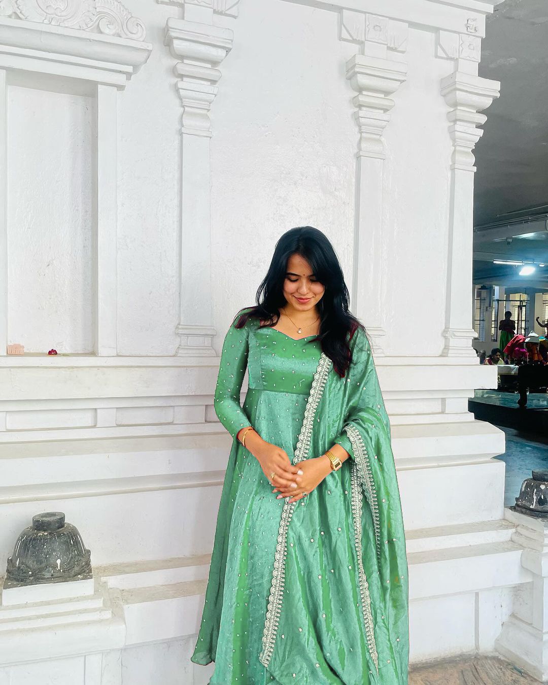 Fancy Mint Green Color Pure Fancy Twill Gold Net With Embroidery 5mm Sequence Work Anarkali Gown