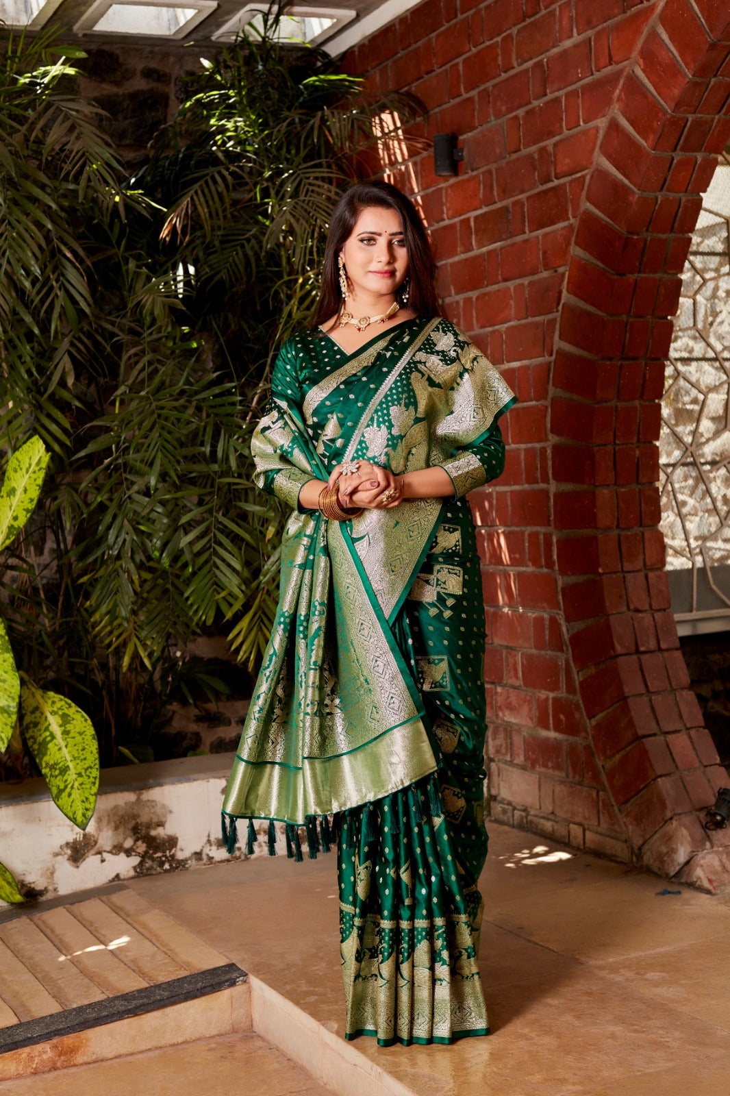 Wedding Wear Green Color Superior Pure Kanjivaram Soft Satin Silk Saree