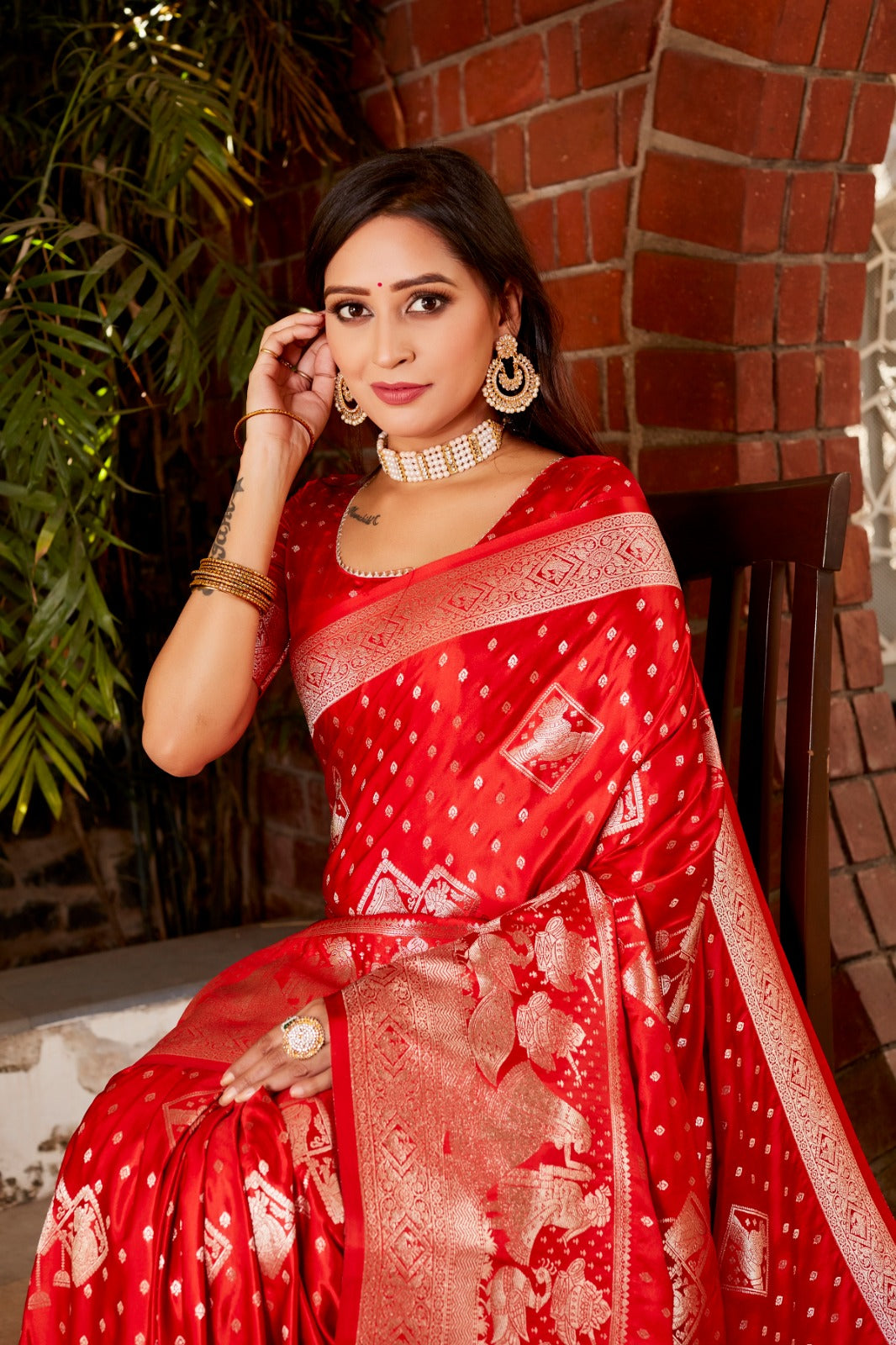 Outstanding Red Color Superior Pure Kanjivaram Soft Satin Silk Designer Saree