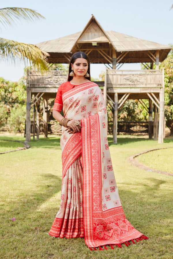 Wedding Wear Red Color Superior Pure Kanjivaram Soft Silk Weaving Work Designer Saree