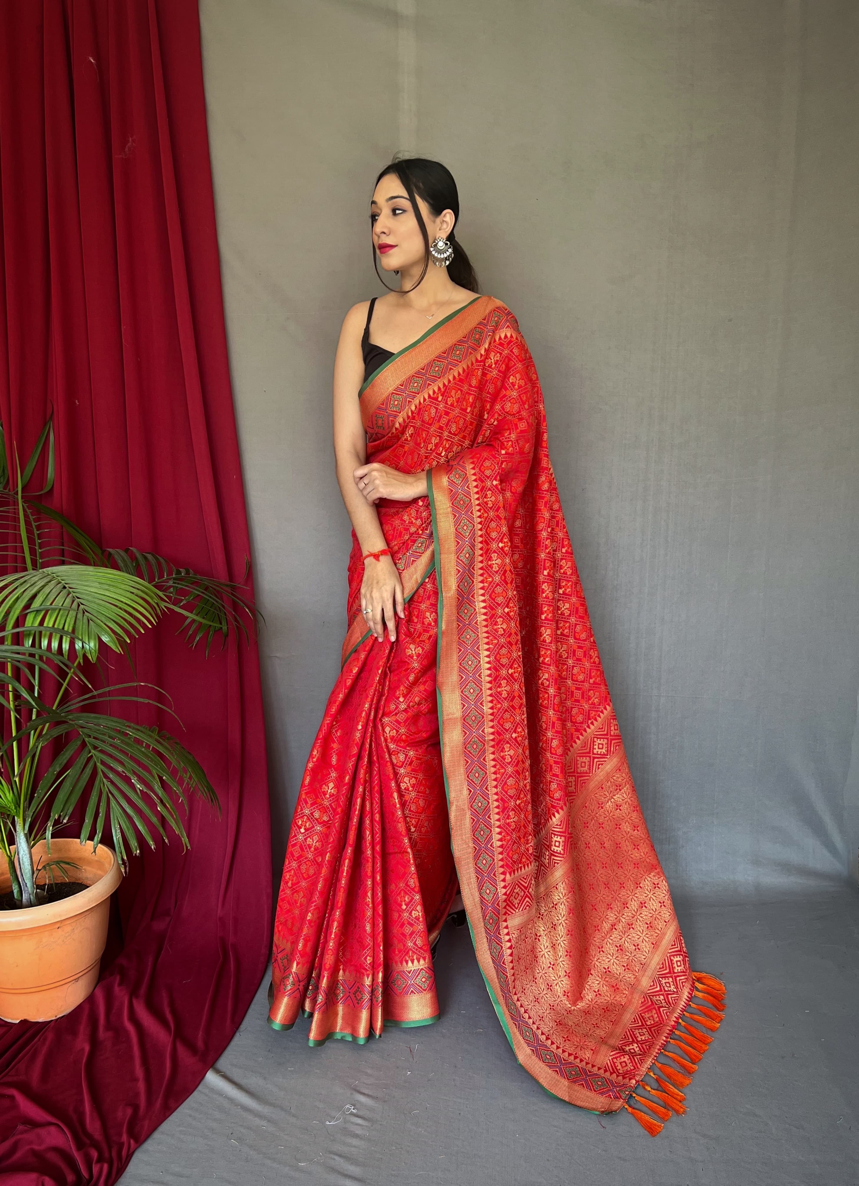 Wedding Wear Red Color Pure Patola Silk Saree