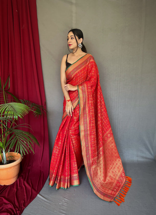 Wedding Wear Red Color Pure Patola Silk Saree