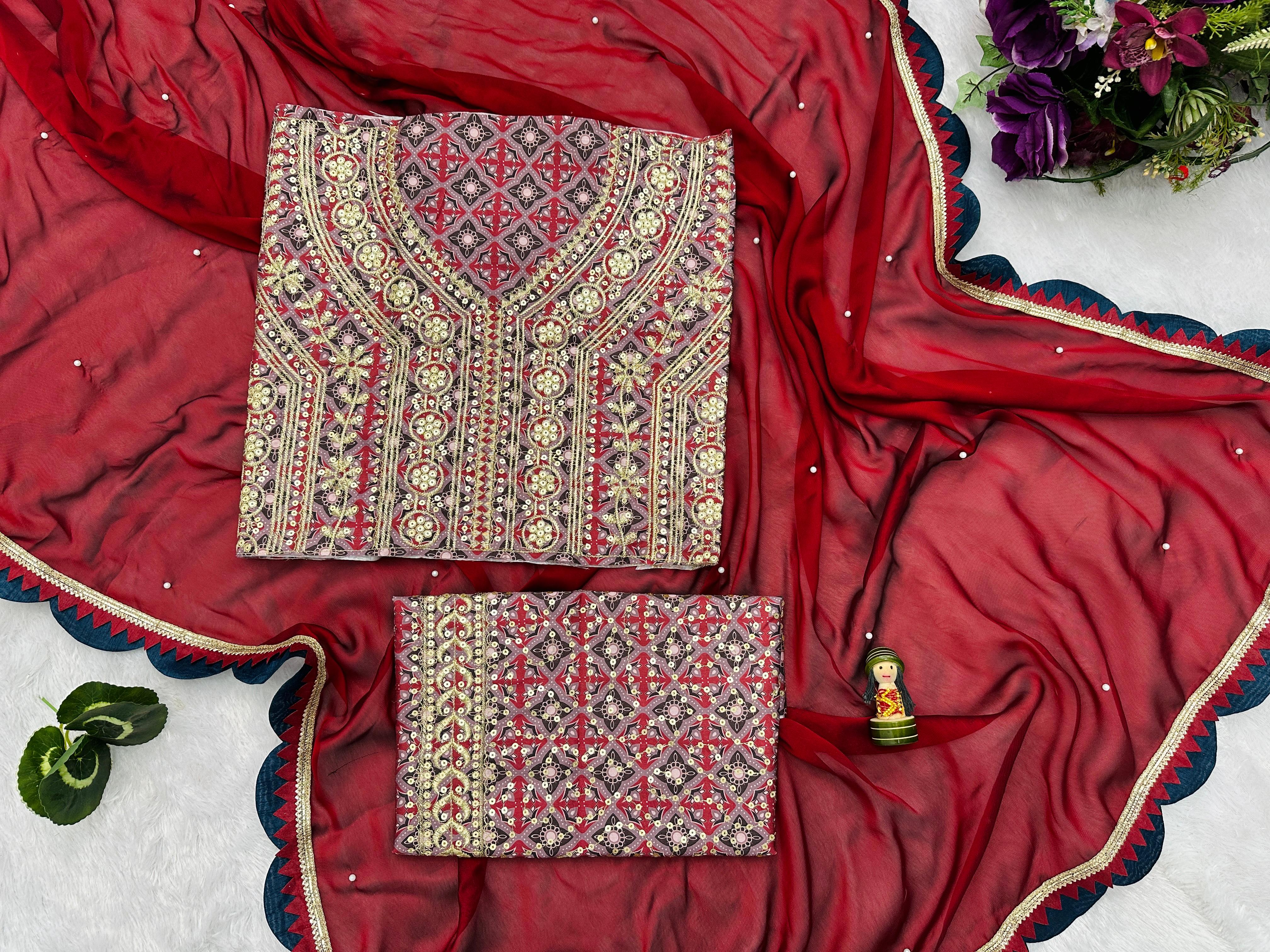 Bollywood Wear Maroon Color Blooming Rangoli With Pearl Moti Work Designer Saree