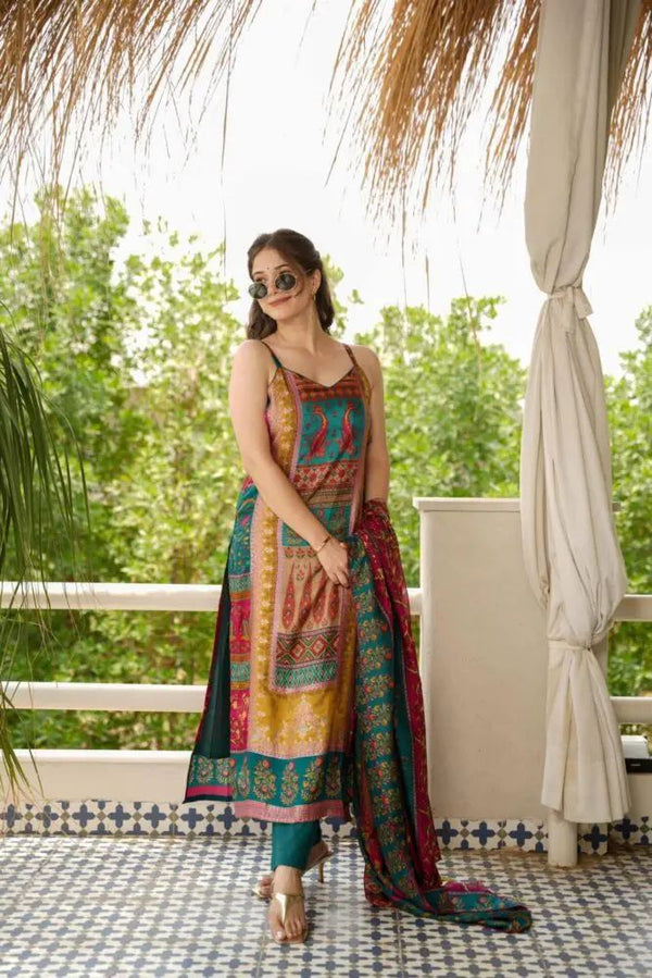 Ceremony Wear Multi Color Pure Jimmy Organza Digital Printed Salwar Suit