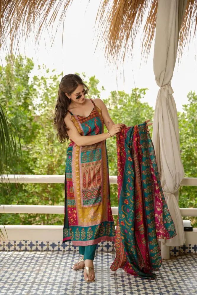 Ceremony Wear Multi Color Pure Jimmy Organza Digital Printed Salwar Suit