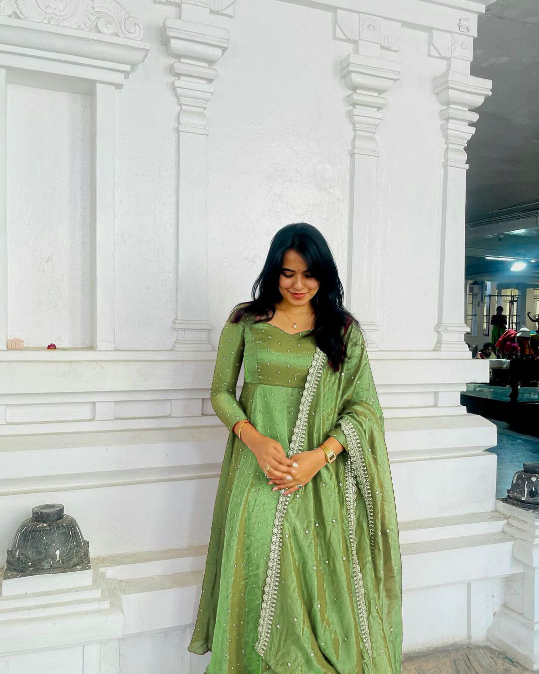 Trendy Green Color Pure Fancy Twill Gold Net With Embroidery 5mm Sequence Work Anarkali Gown