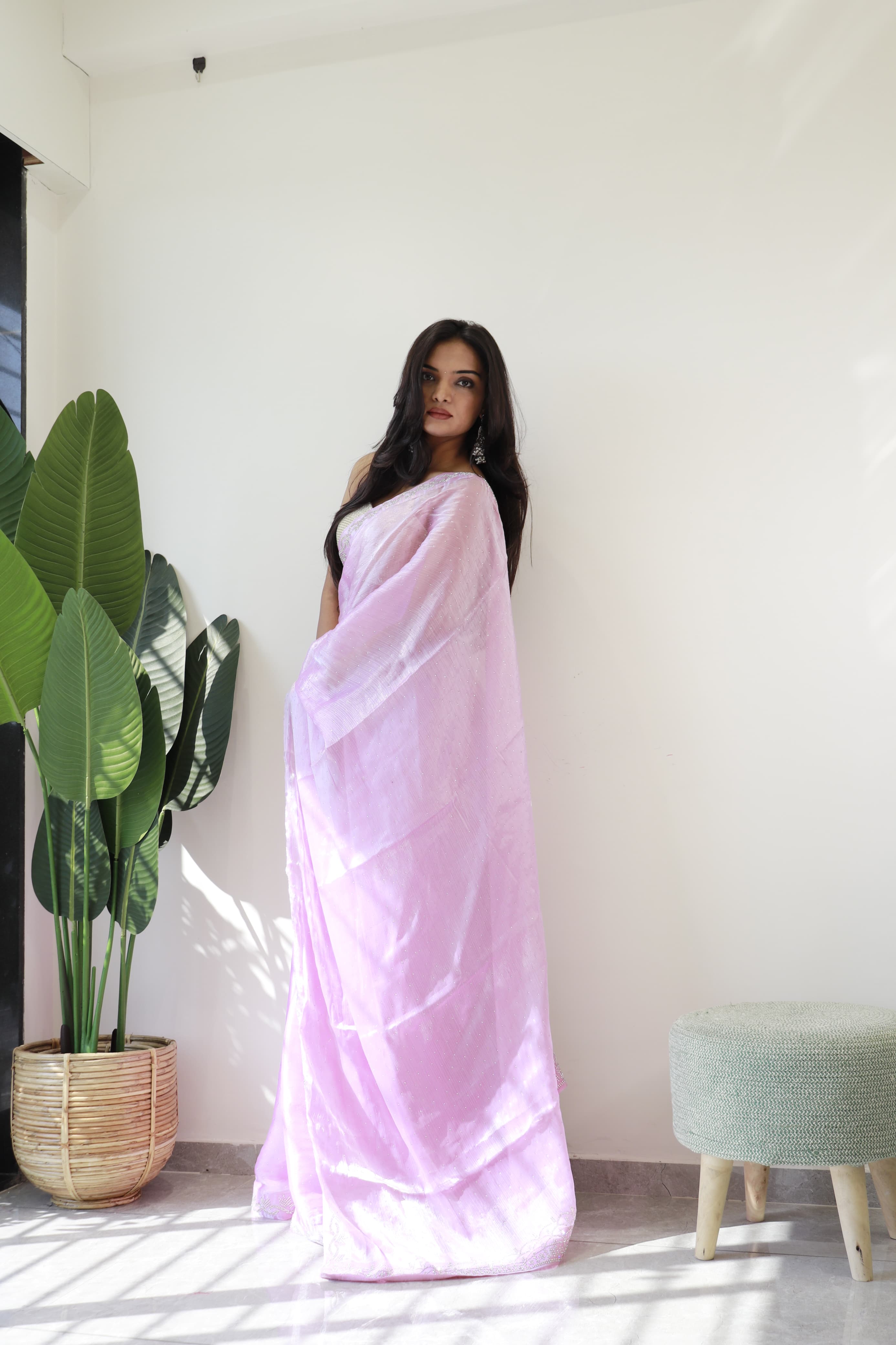 Wedding Wear Lavender Color Pure Soft Jimmy Silk With Amazing Jharkhan Work With Siroski Designer Saree