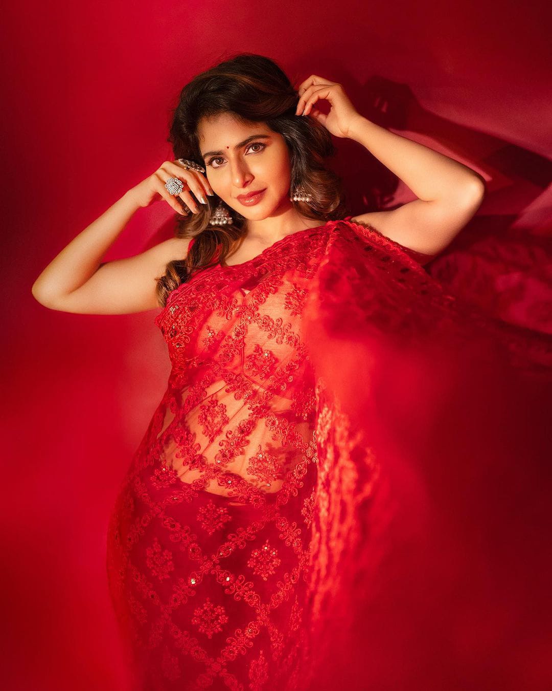 Bollywood Wear Red Color Pure Soft Organza Silk Saree