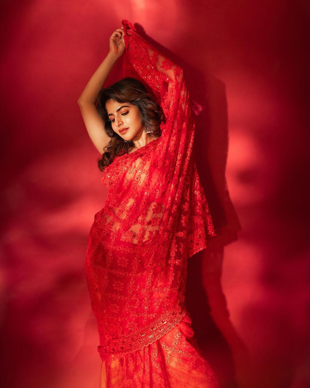 Bollywood Wear Red Color Pure Soft Organza Silk Saree