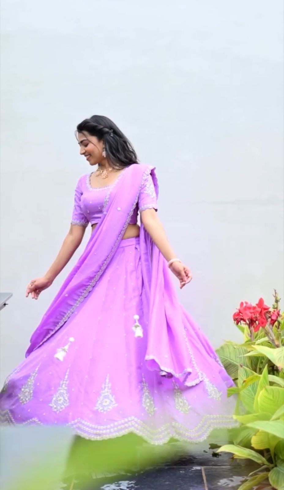 Elegant Lavender Color Pure Chinon Heavy Embroidery Sequence Work Designer Lehenga Choli