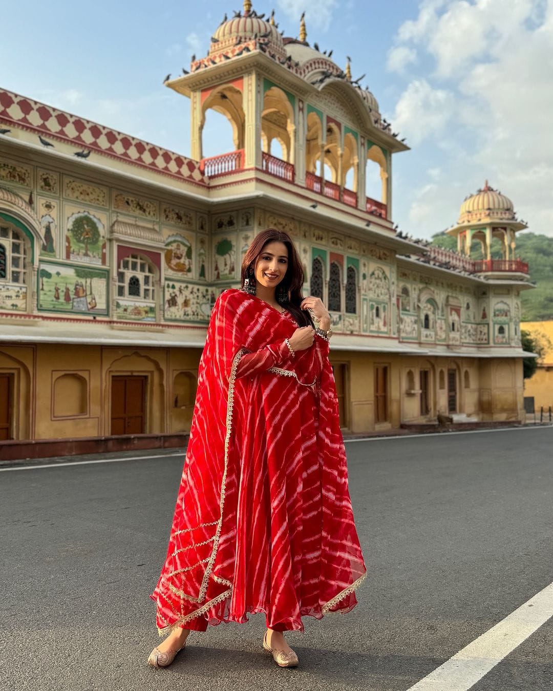 Party Wear Red Color Pure Georgette Printed Designer Anarkali Suit