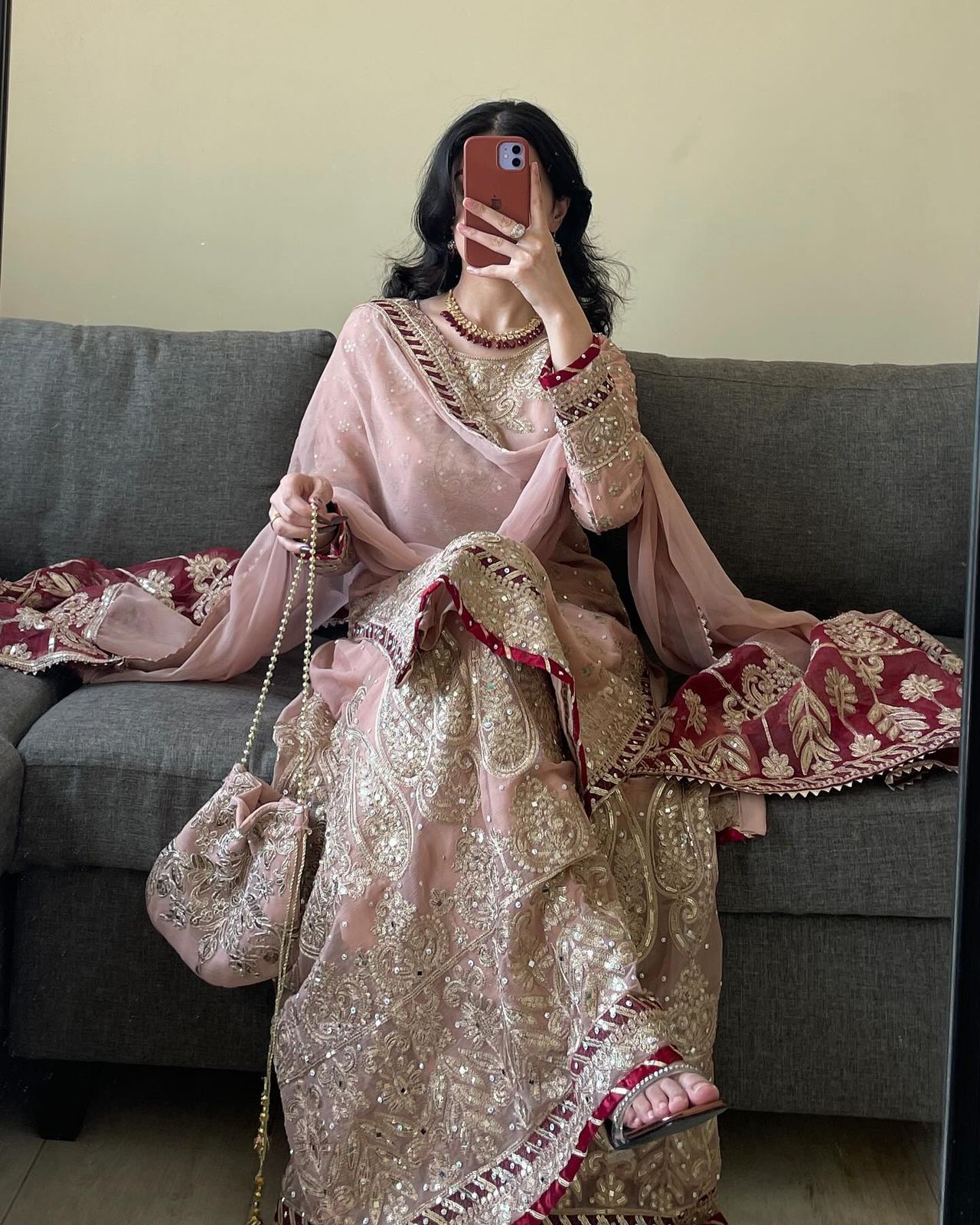Latest Designer Vihana Pink Embroidered Kurti Sharara Set
