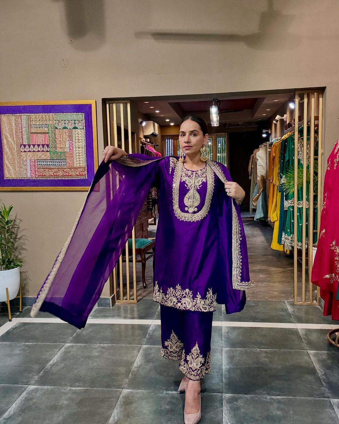 Stunning Royal Blue Color Pure Heavy Chinon Silk With Heavy Embroidery Coding Sequence Work Salwar Suit