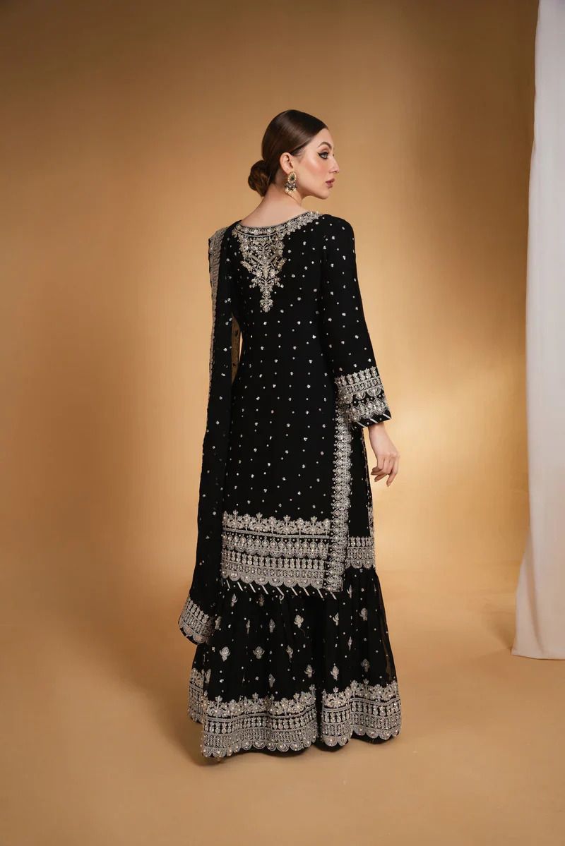 Luxuriant Black Color Faux Georgette And Thread With Sequence Beautiful Lehenga Suit