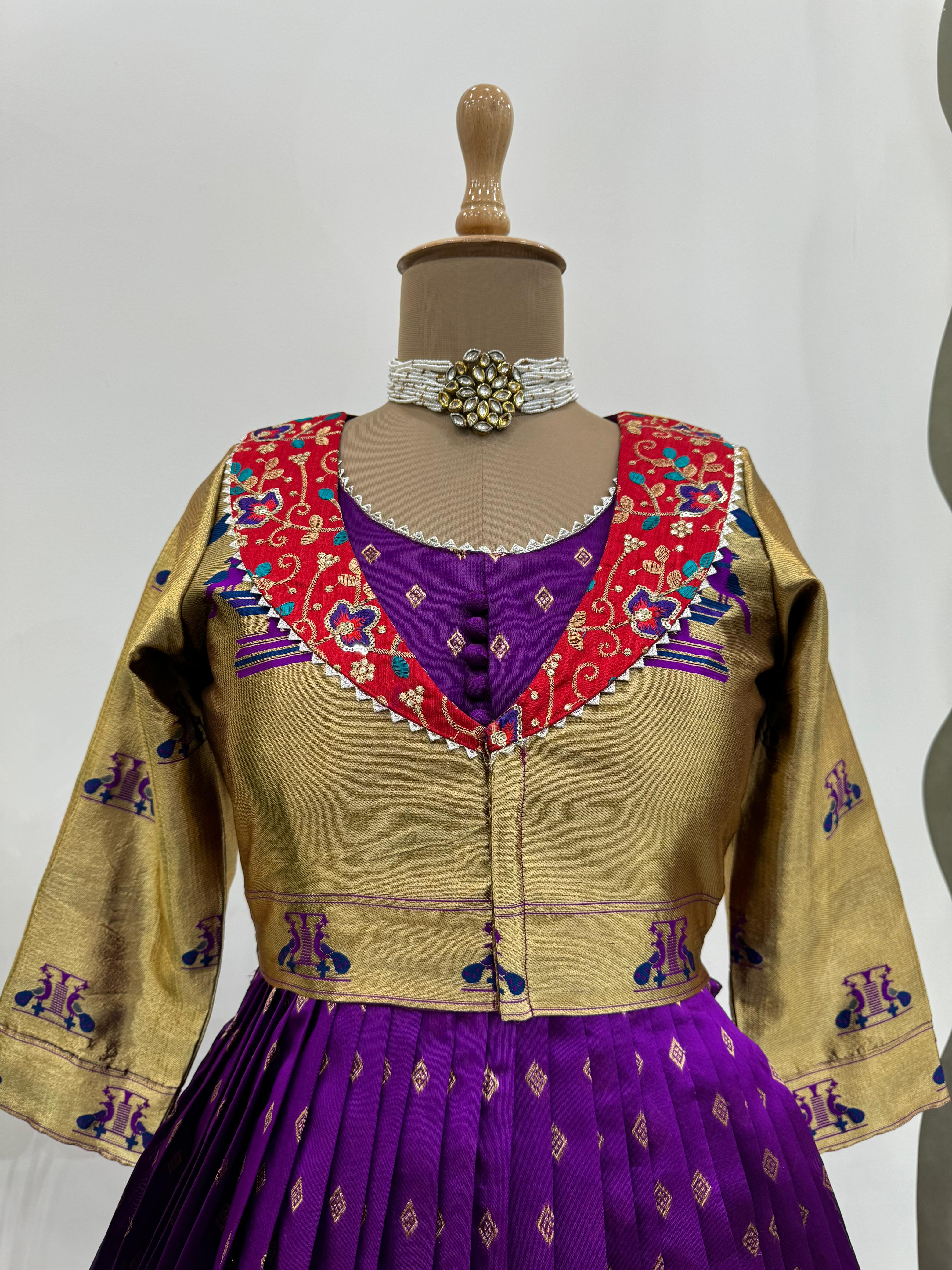 Function Wear Purple Color Jacquard Silk And Thread With Sequence Work Koti Beautiful Gown