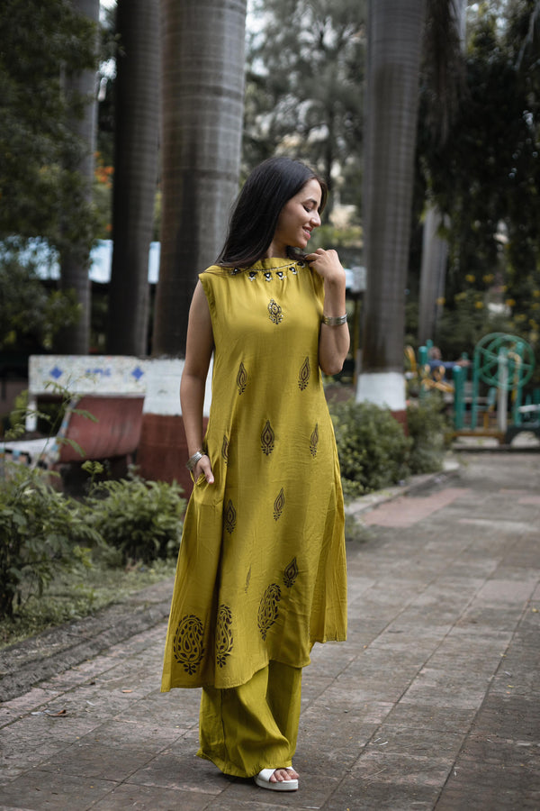 Haldi Wear Mustard Color Mirror Hand Work Designer Palazzo Suit