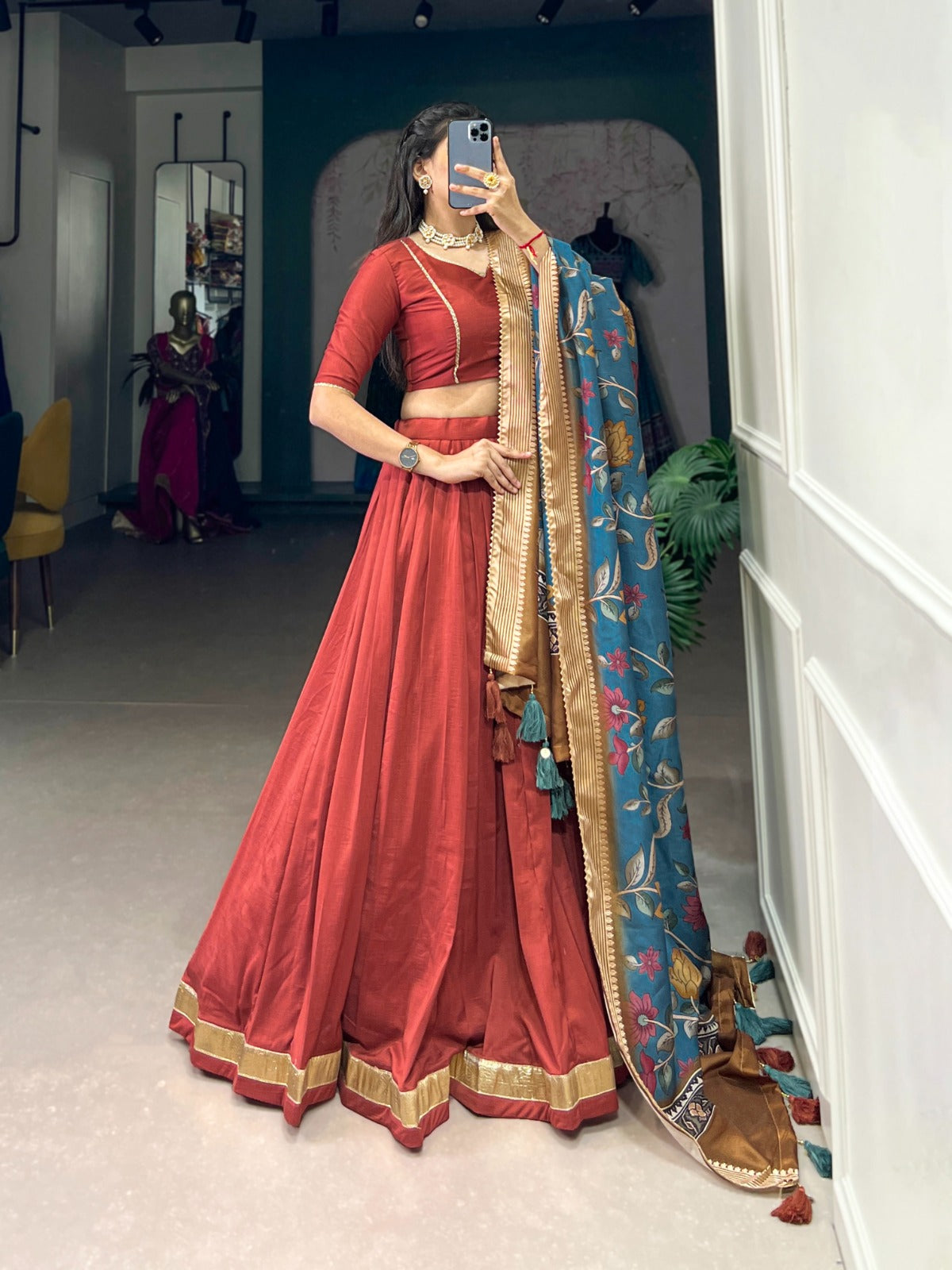 Function Wear Orange Color Chinon Silk Plain With Lace Touch Up Beautiful Lehenga Choli