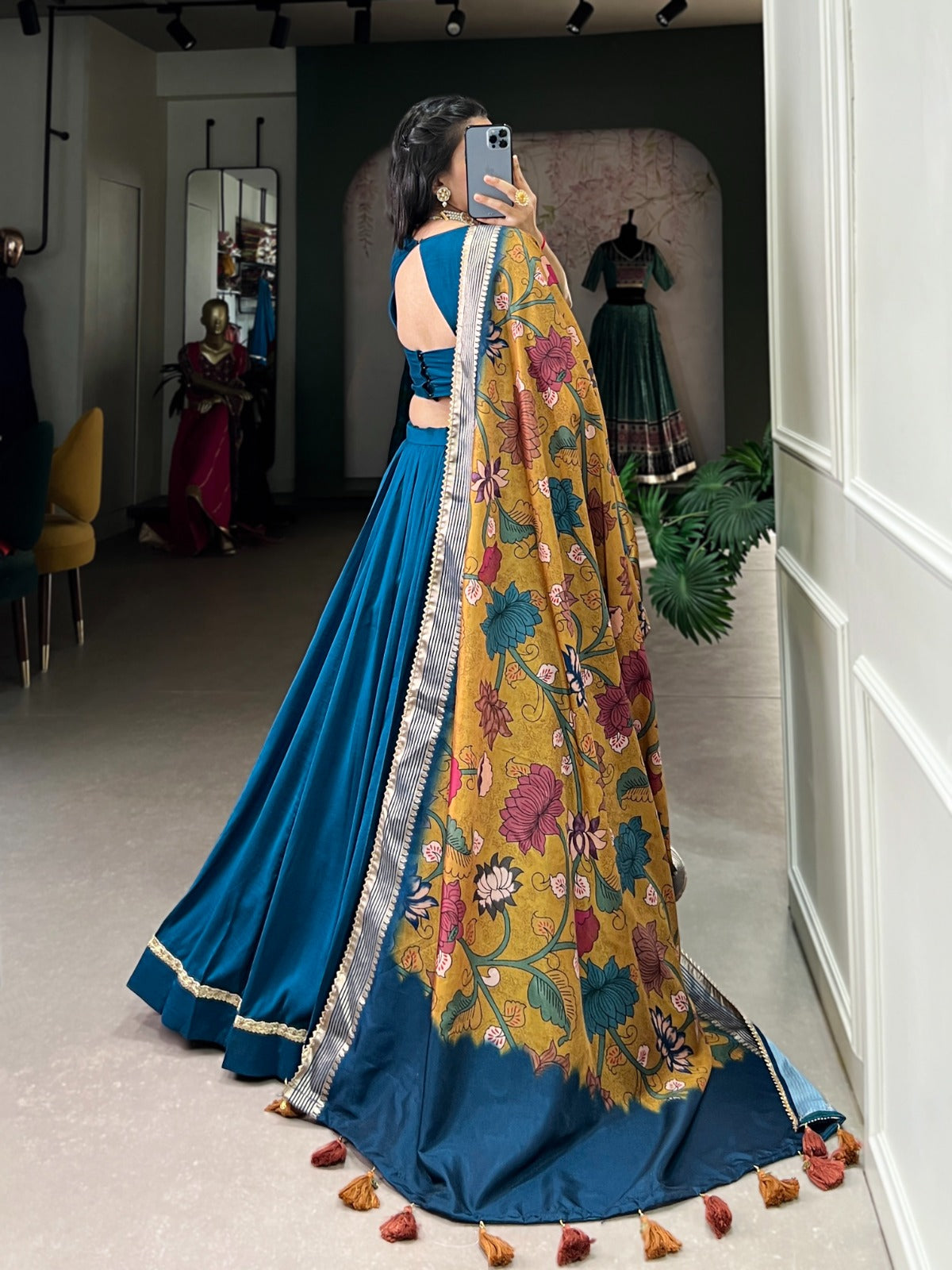 Function Wear Teal Blue Color Chinon Silk Plain With Lace Touch Up Beautiful Lehenga Choli