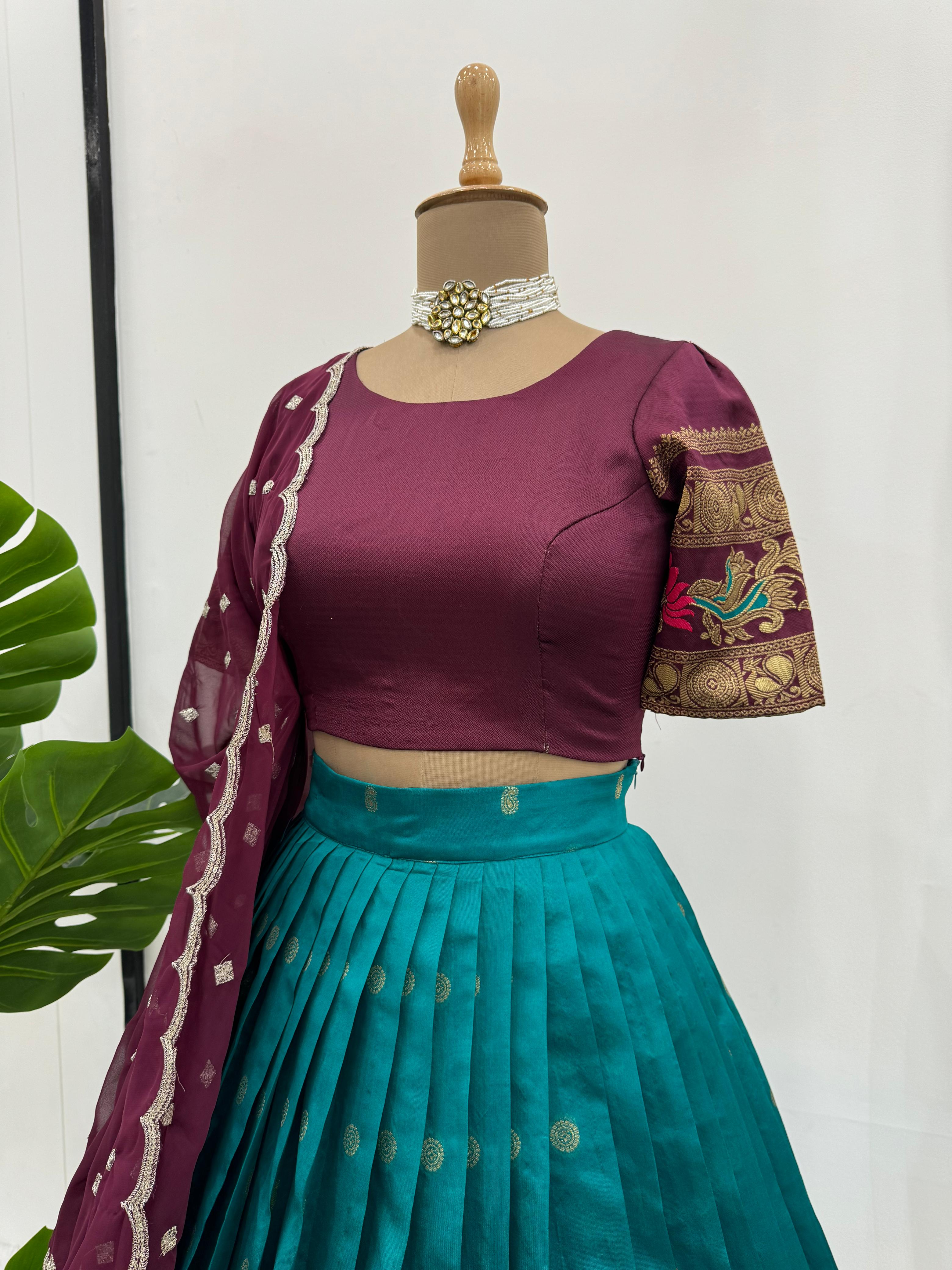 Beautiful Designer Green Color Jacquard Silk Lehenga Choli