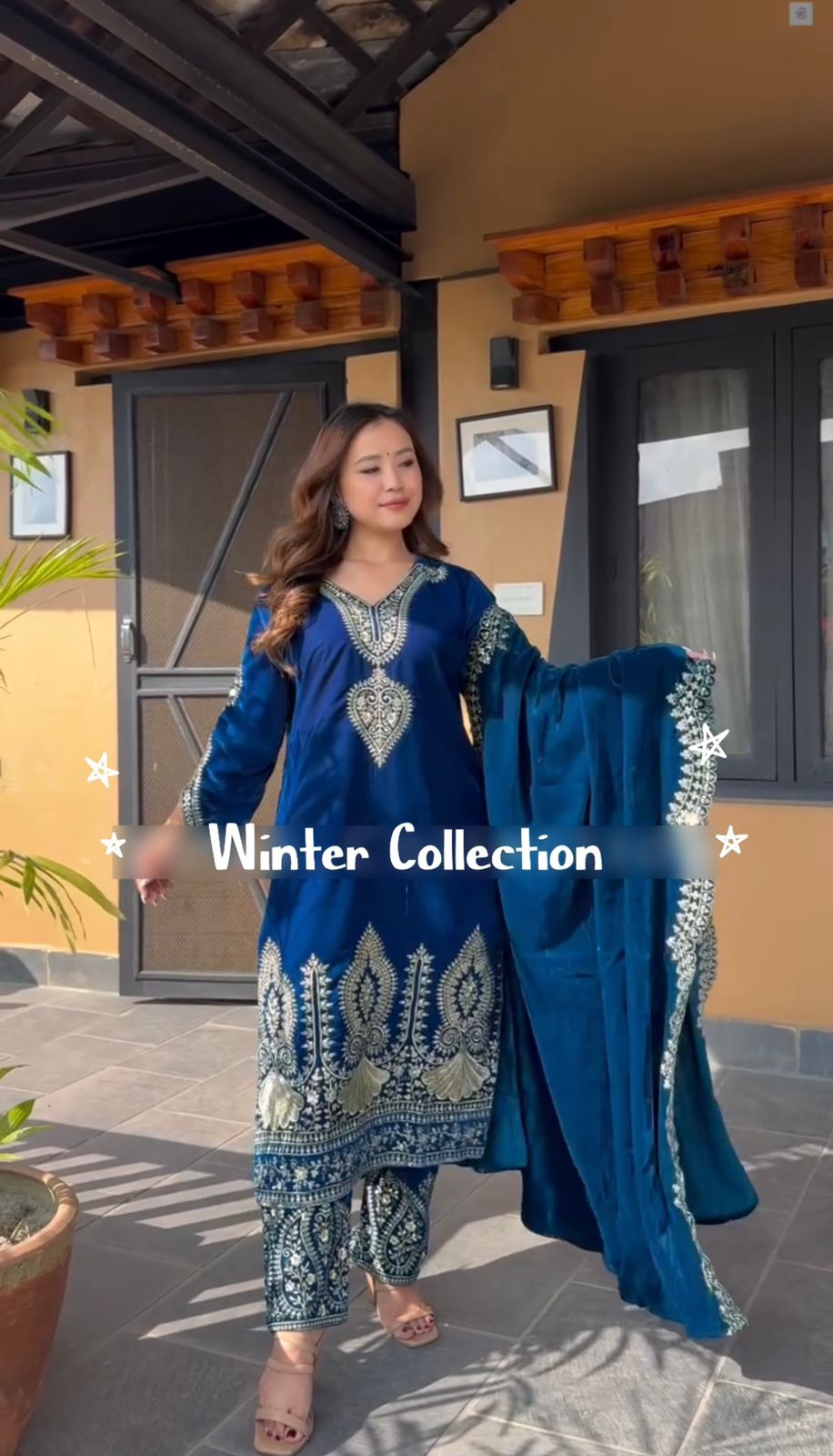 Party Wear Blue Color Heavy Viscose Velvet With Heavy Embroidery Sequence Work Salwar Suit