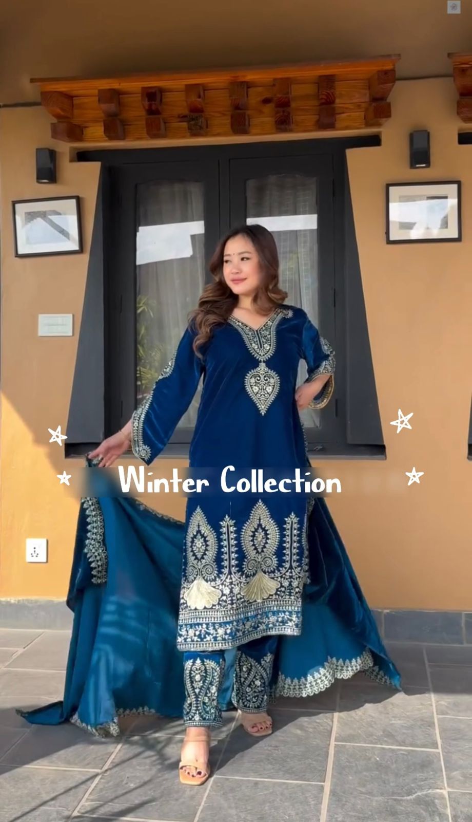 Party Wear Blue Color Heavy Viscose Velvet With Heavy Embroidery Sequence Work Salwar Suit
