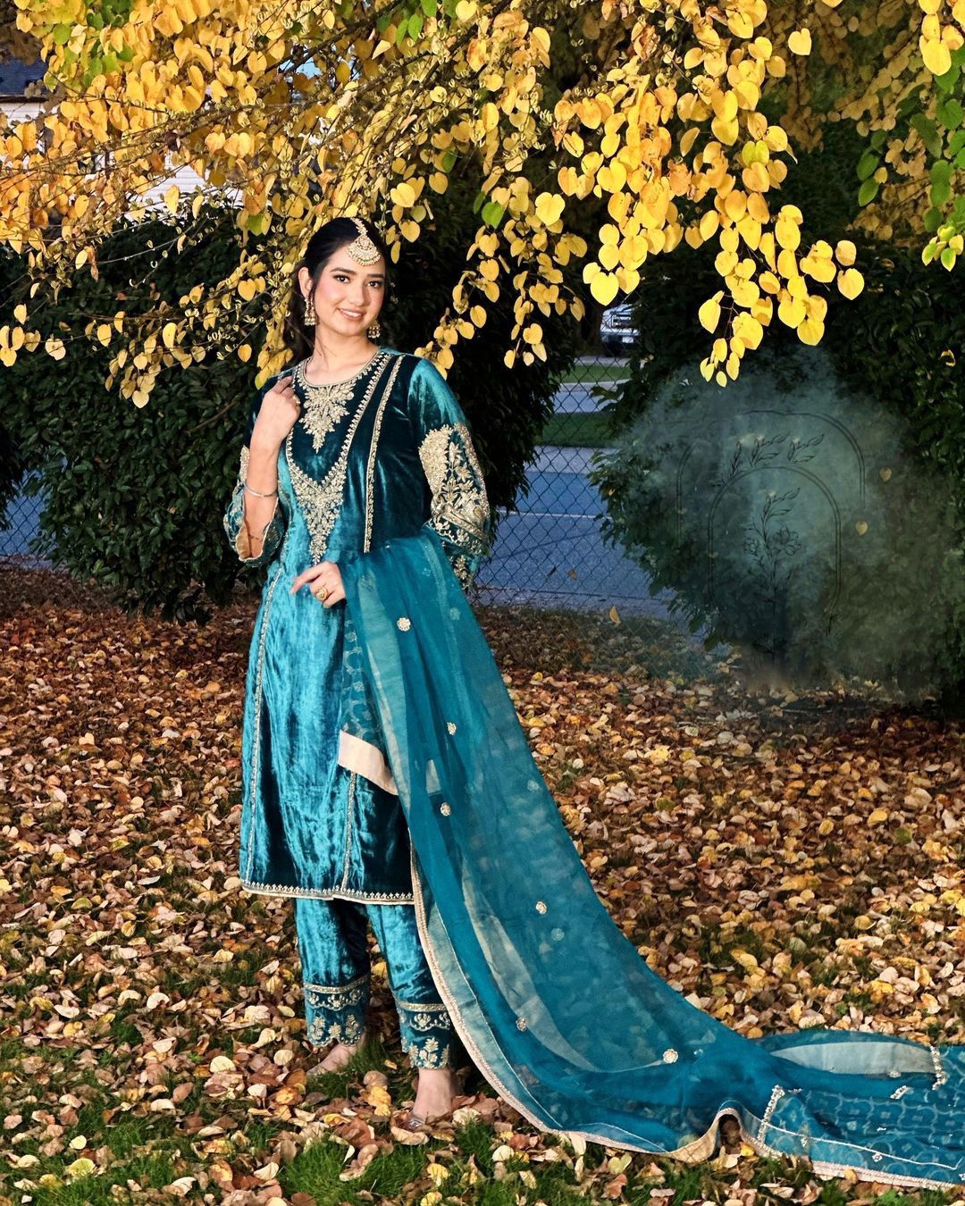 Stunning Teal Green Color Heavy Viscose Velvet With Heavy Embroidery Sequence Work Velvet Suit