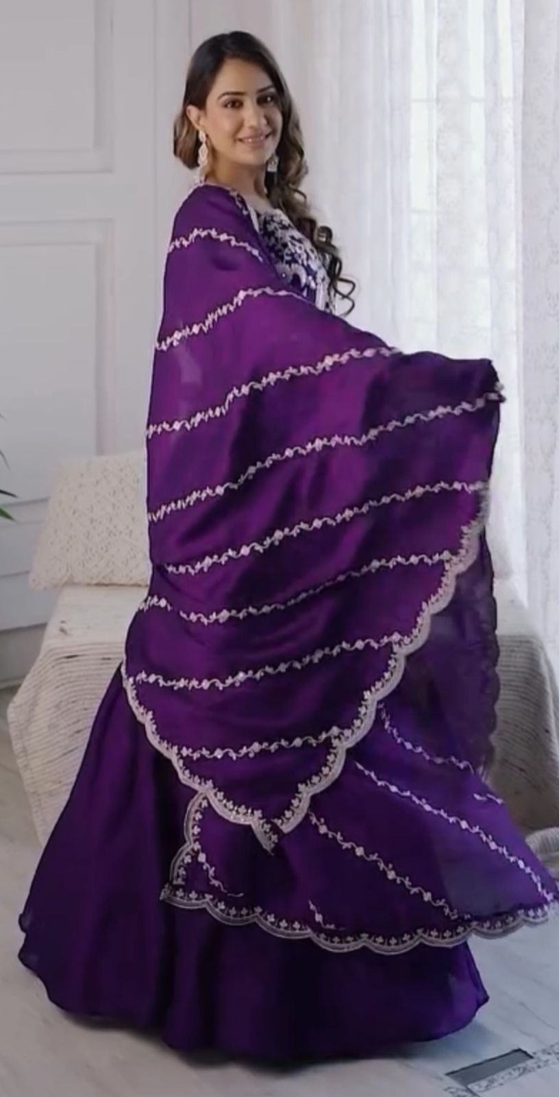 Exclusive Royal Blue Color Chinon With Heavy Embroidery Thread Work Beautiful Gown