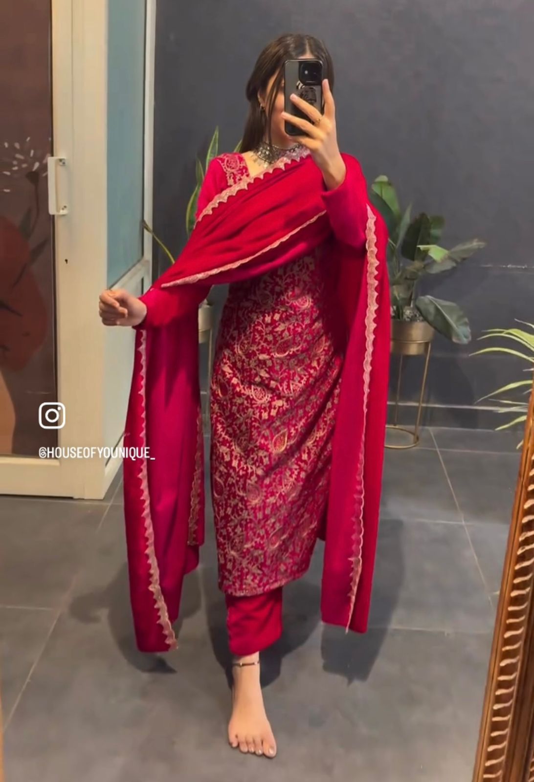 Beautiful Pink Color Pure 9000 Viscous Velvet With Heavy Embroidery Shine Work Salwar Suit