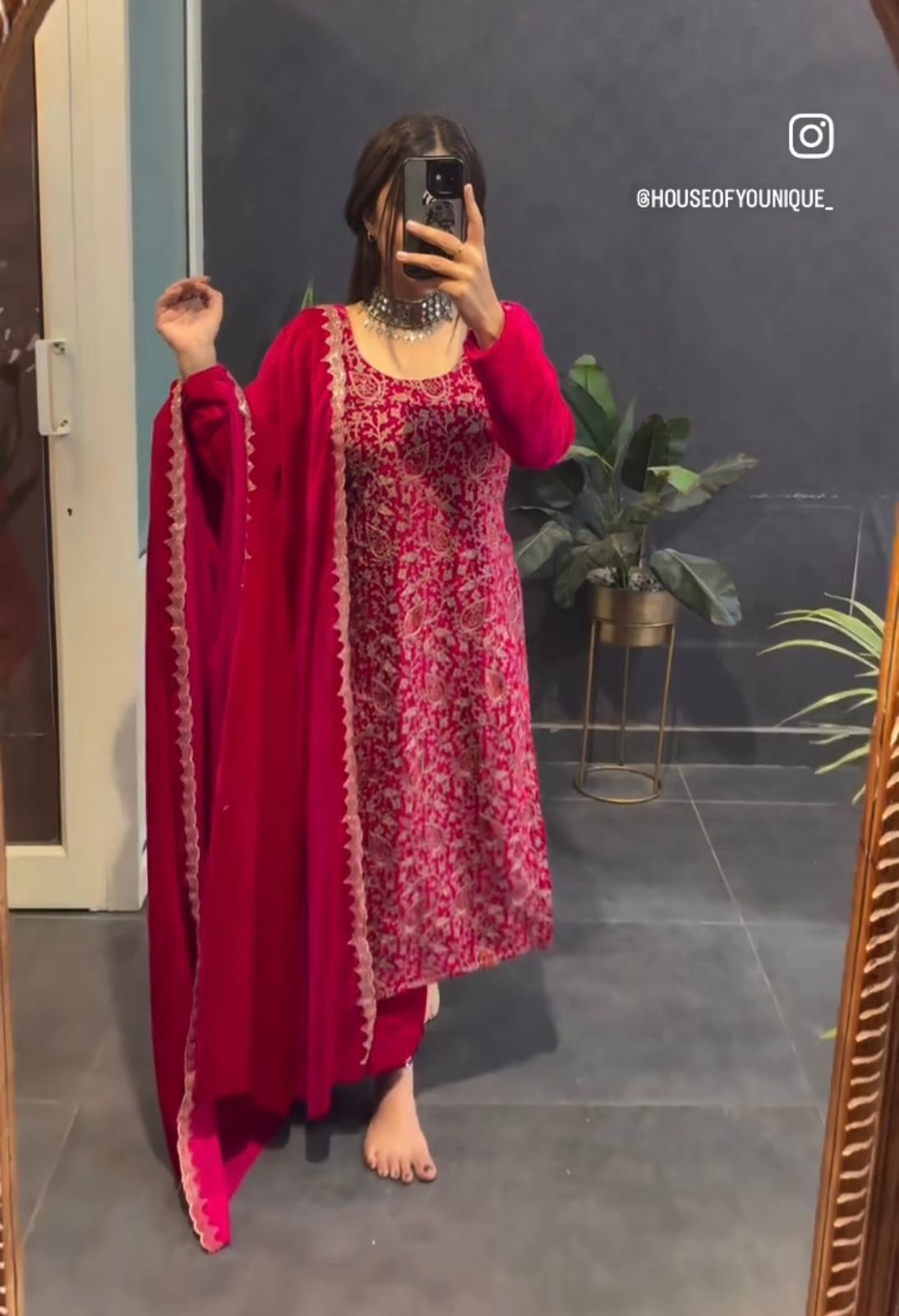 Beautiful Pink Color Pure 9000 Viscous Velvet With Heavy Embroidery Shine Work Salwar Suit