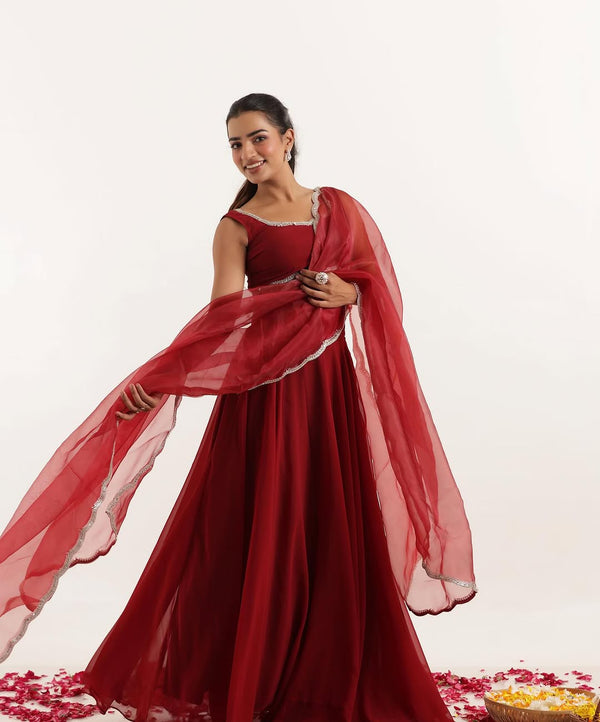 Party Wear Maroon Color Pure Georgette With 8 Meter Flair Beautiful Lehenga Choli