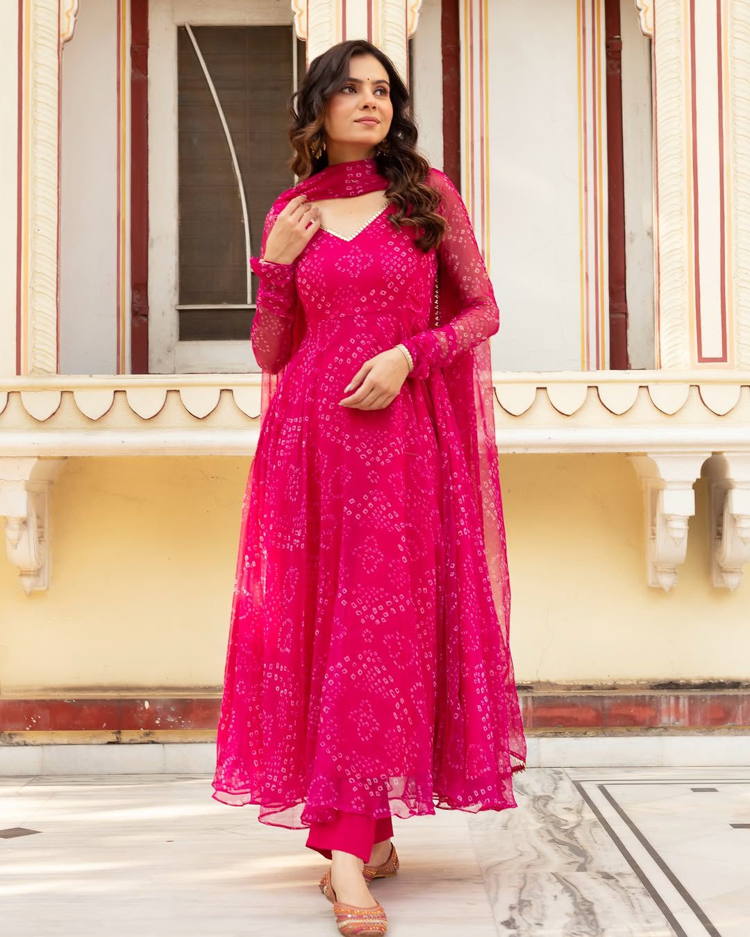 Latest Designer Pink Color Pure Georgette Printed Anarkali Suit