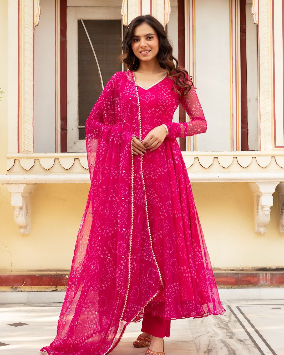 Latest Designer Pink Color Pure Georgette Printed Anarkali Suit